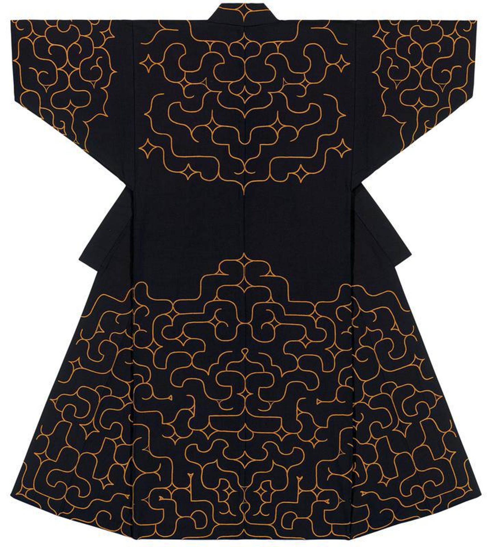 Chijiri robe with yellow embroidery by Anonymous