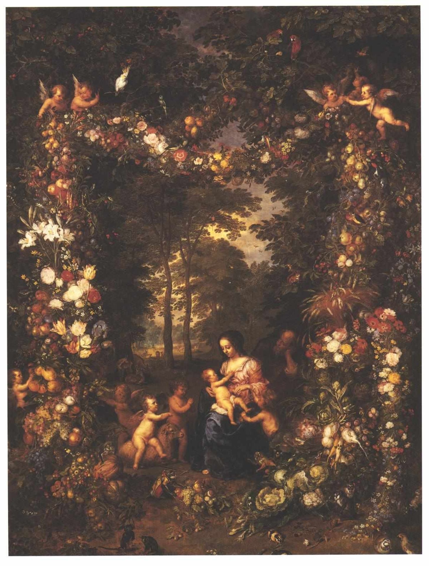 Holy Family with a Garland of Flowers and Fruits by Jan Brueghel the Elder