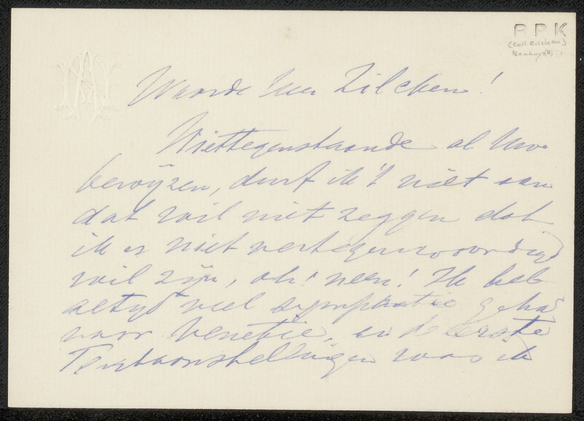 Brief aan Philip Zilcken by Albert Neuhuys