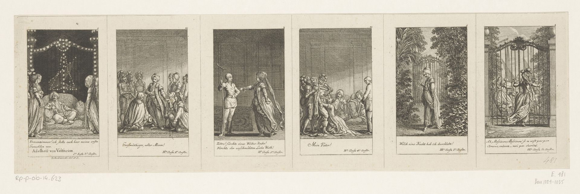 Zes voorstellingen uit Adelheid von Veltheim by Daniel Nikolaus Chodowiecki