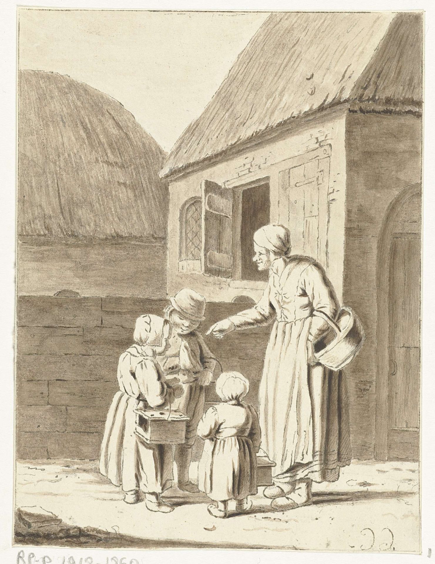 Boerin stuurt haar kinderen naar school by Christina Chalon