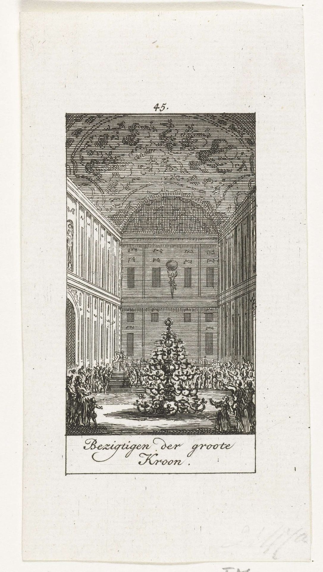 Bezichtiging van de grote kroonluchter, geschenk aan de Russische tsaar, 1659 by Simon Fokke