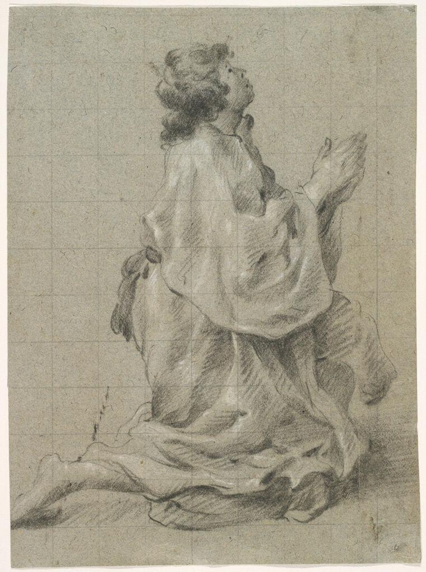 A Kneeling Youth; verso: A Seated Man holding a Glass by Govert Flinck