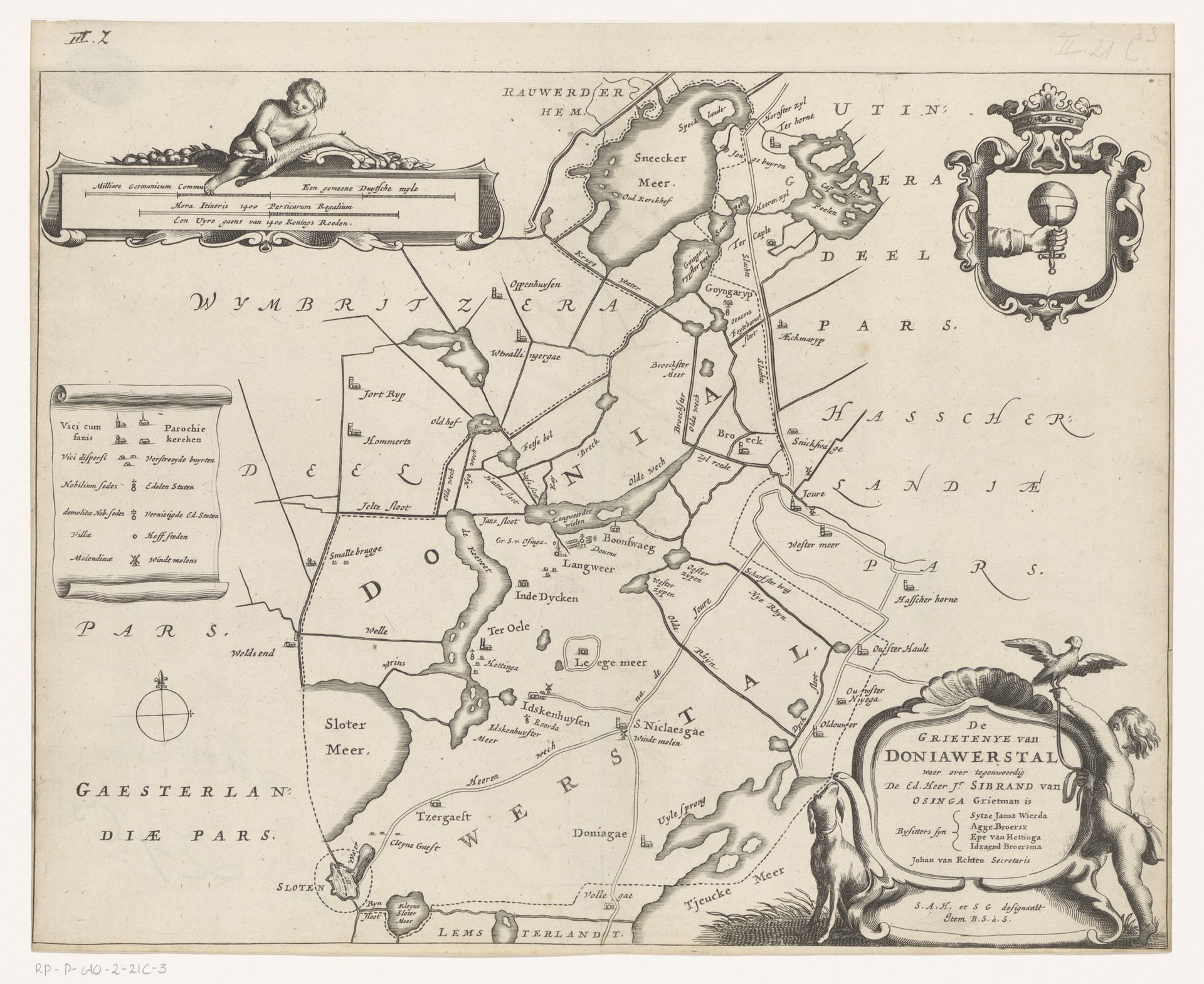 Kaart van de grietenij Doniawerstal by Jacob van Meurs