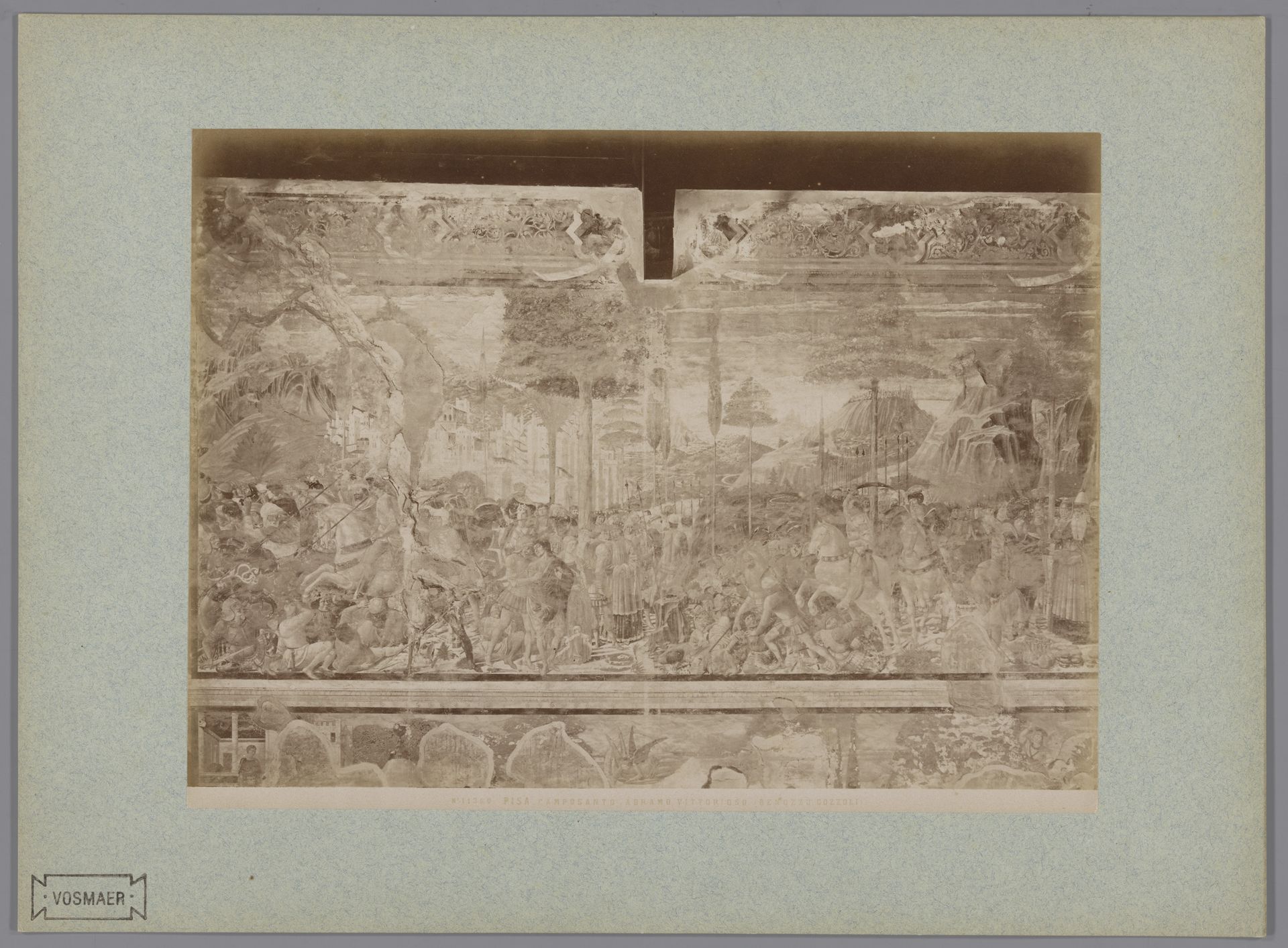 Fotoreproductie van het fresco Abraham zegevierend naar Benozzo Gozzoli in het Camposanto te Pisa, Italië by Fratelli Alinari