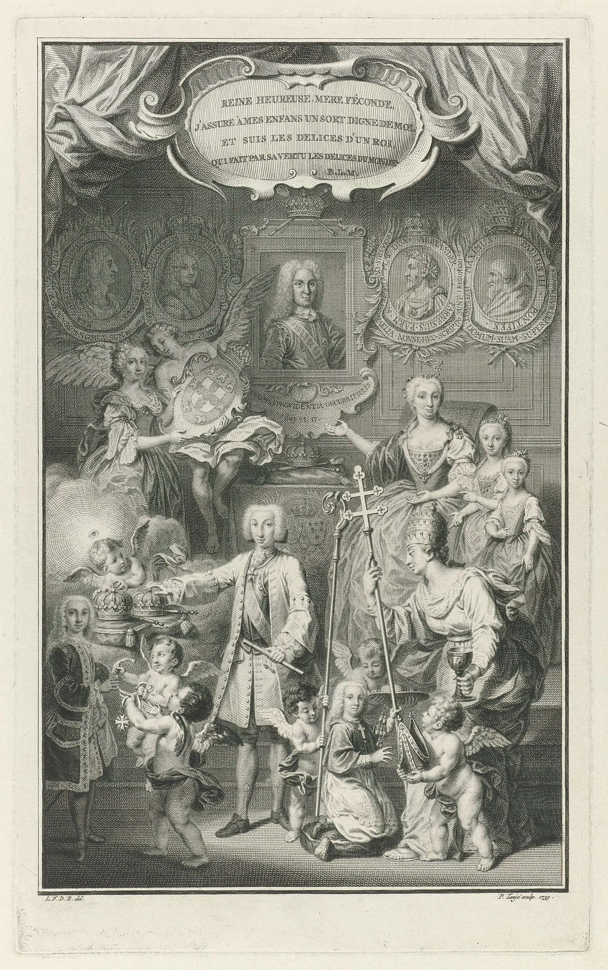 Ferdinand VI als opvolger van Filips V ten midden van zijn familie by Pieter Tanjé