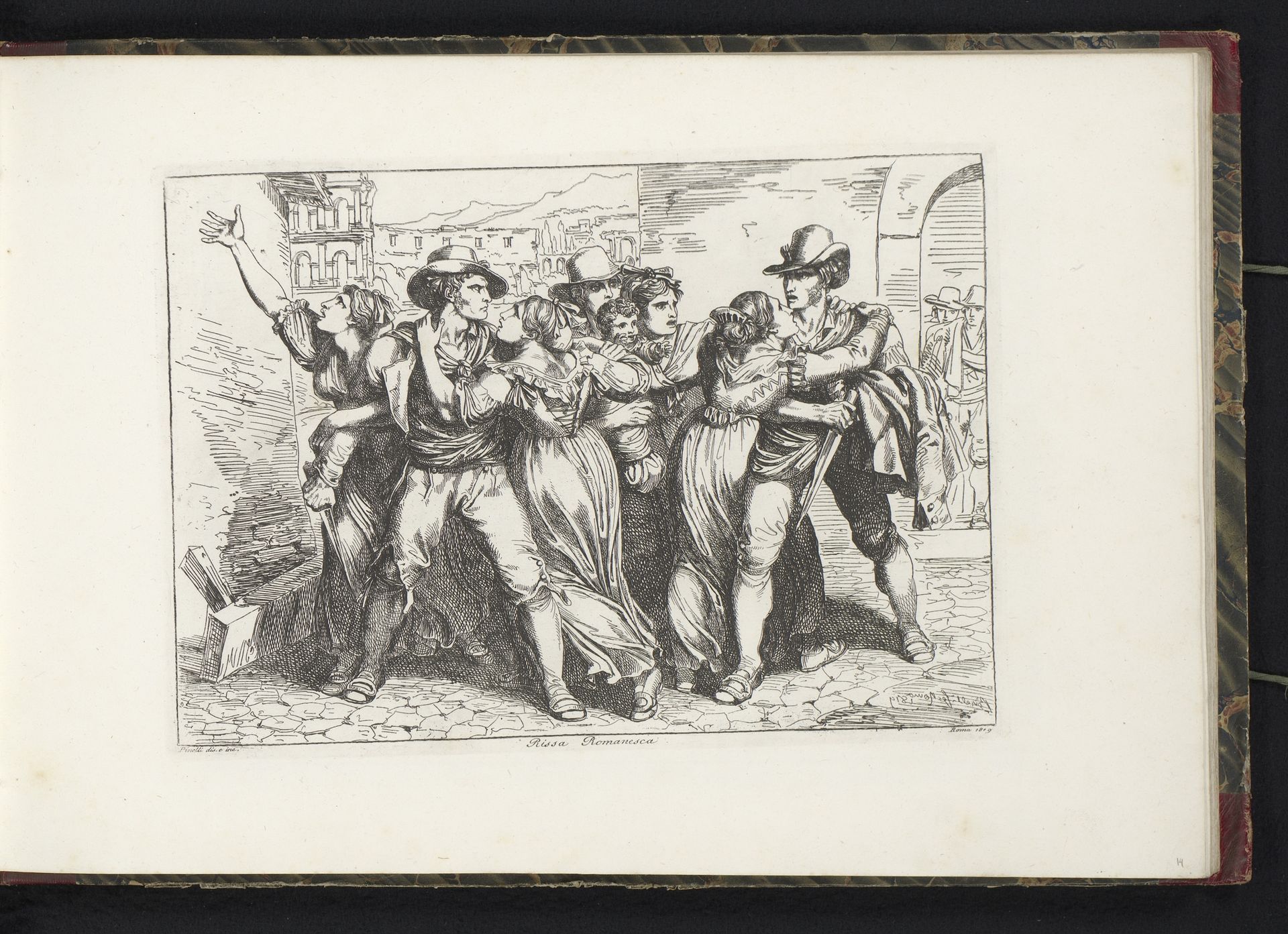 Vechtende mannen en vrouwen uit Rome by Bartolomeo Pinelli