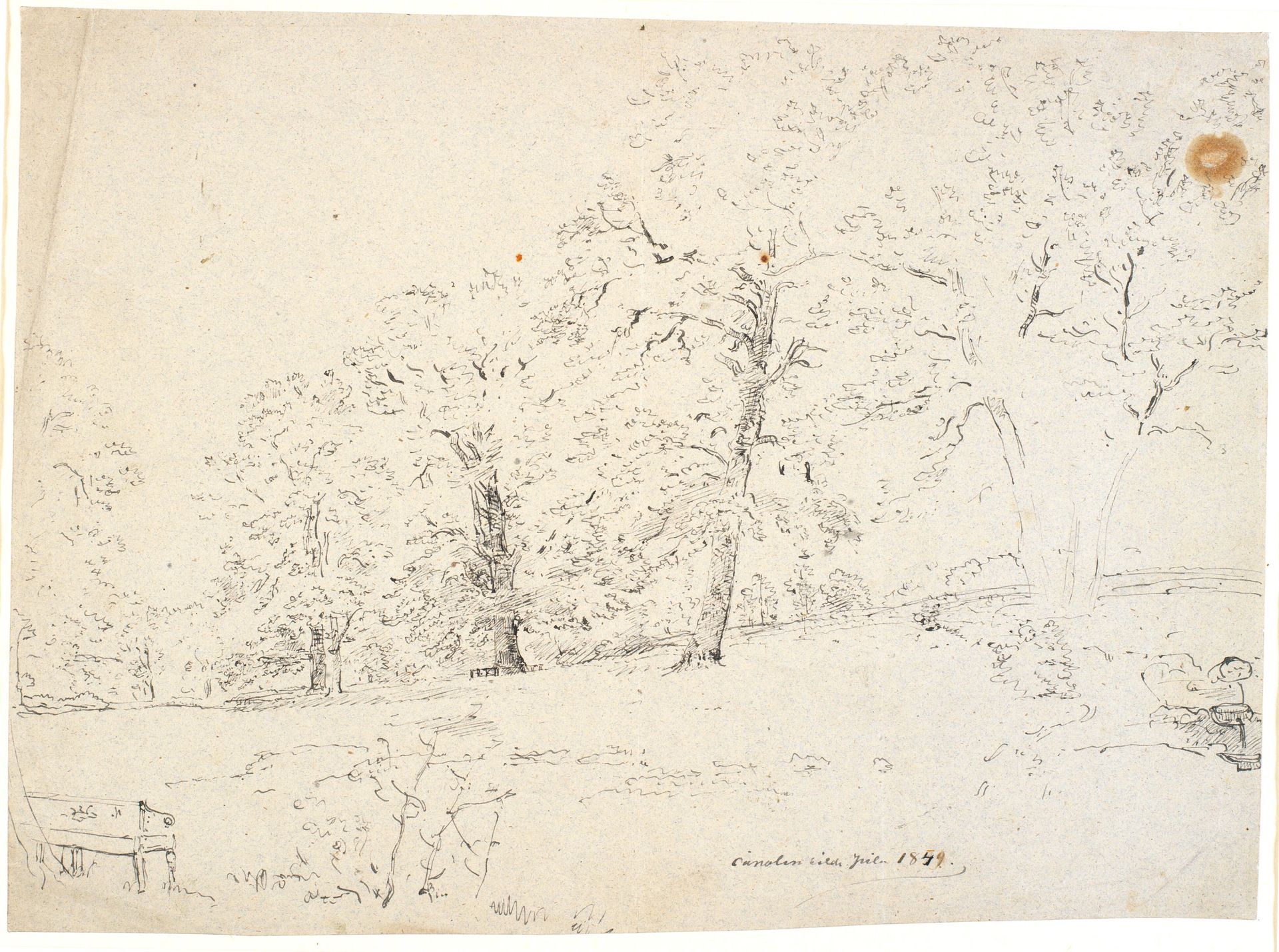 Skovinteriør med Carolinekilde ved Odense by Dankvart Dreyer