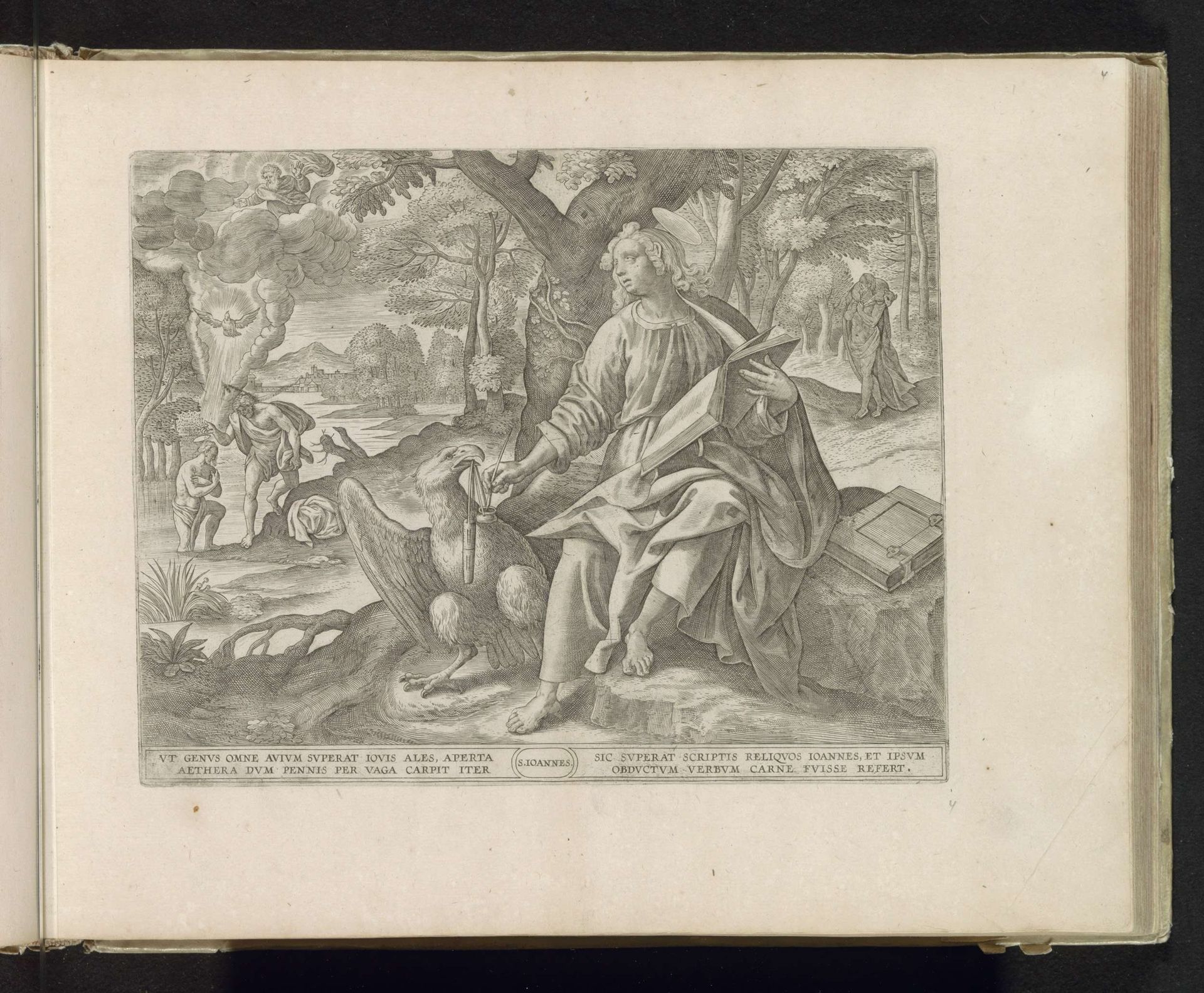 De evangelist Johannes schrijft het evangelie by Wierix