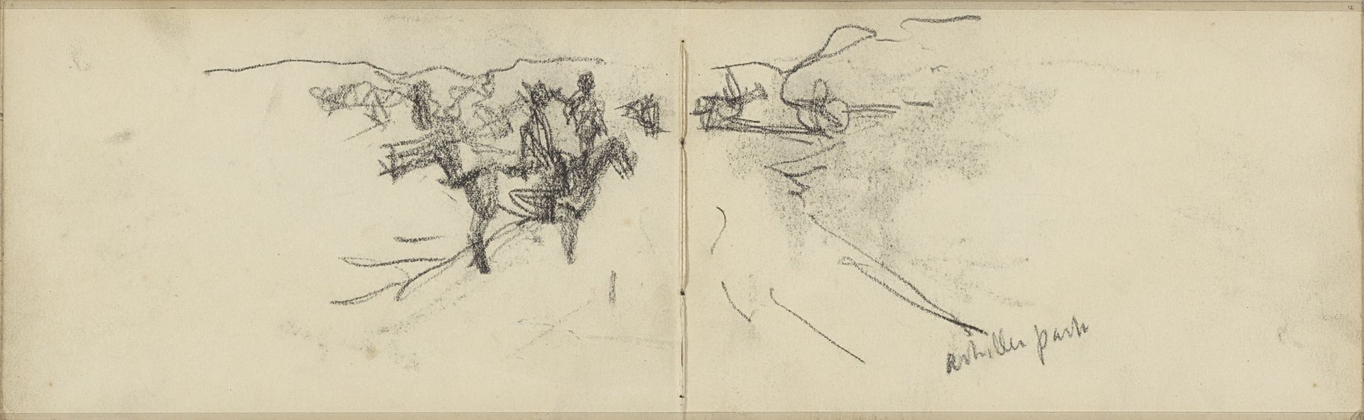 Bereden artilleristen in een park by George Hendrik Breitner