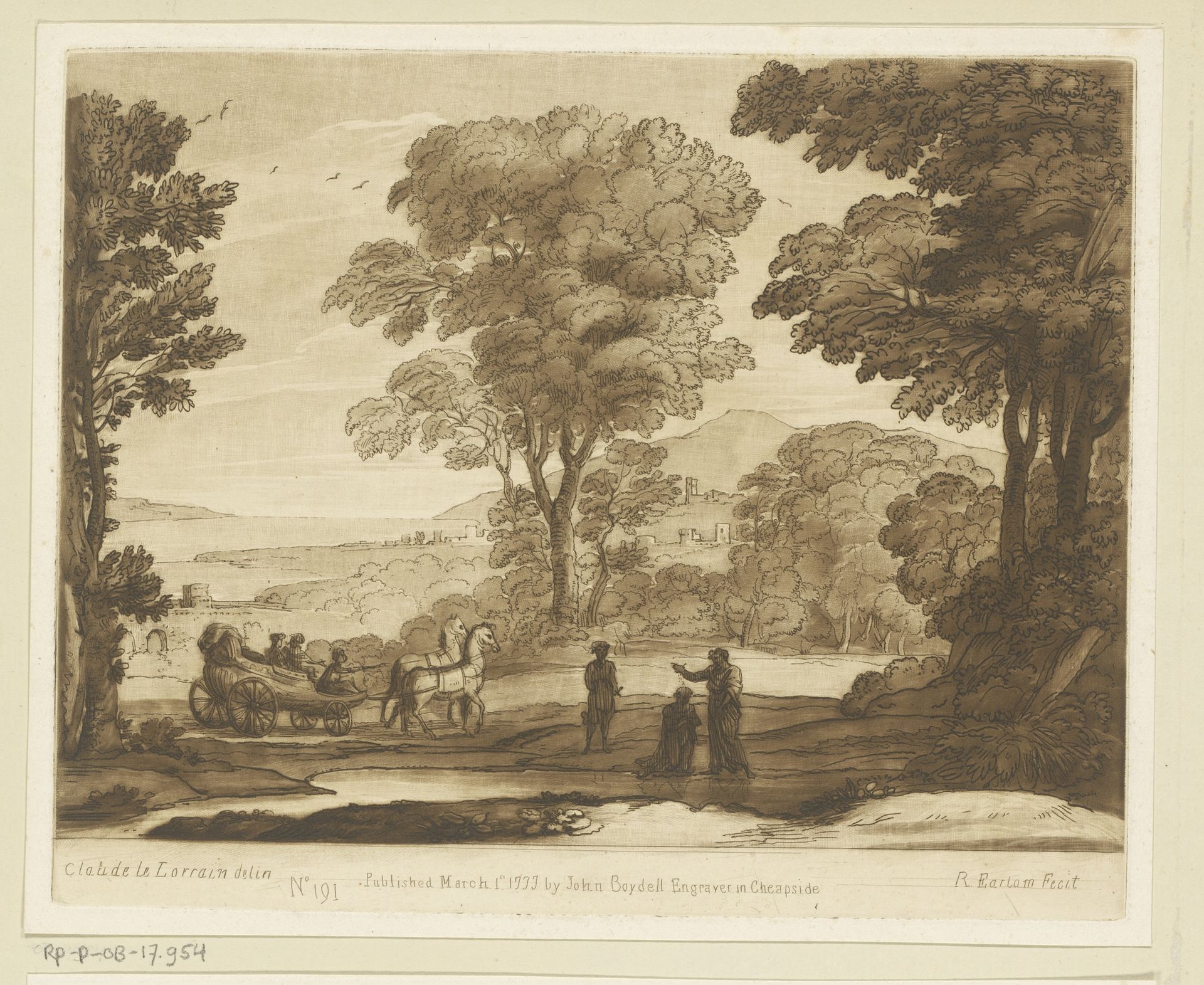 Landschap met Filippus die de eunuch doopt by Richard Earlom