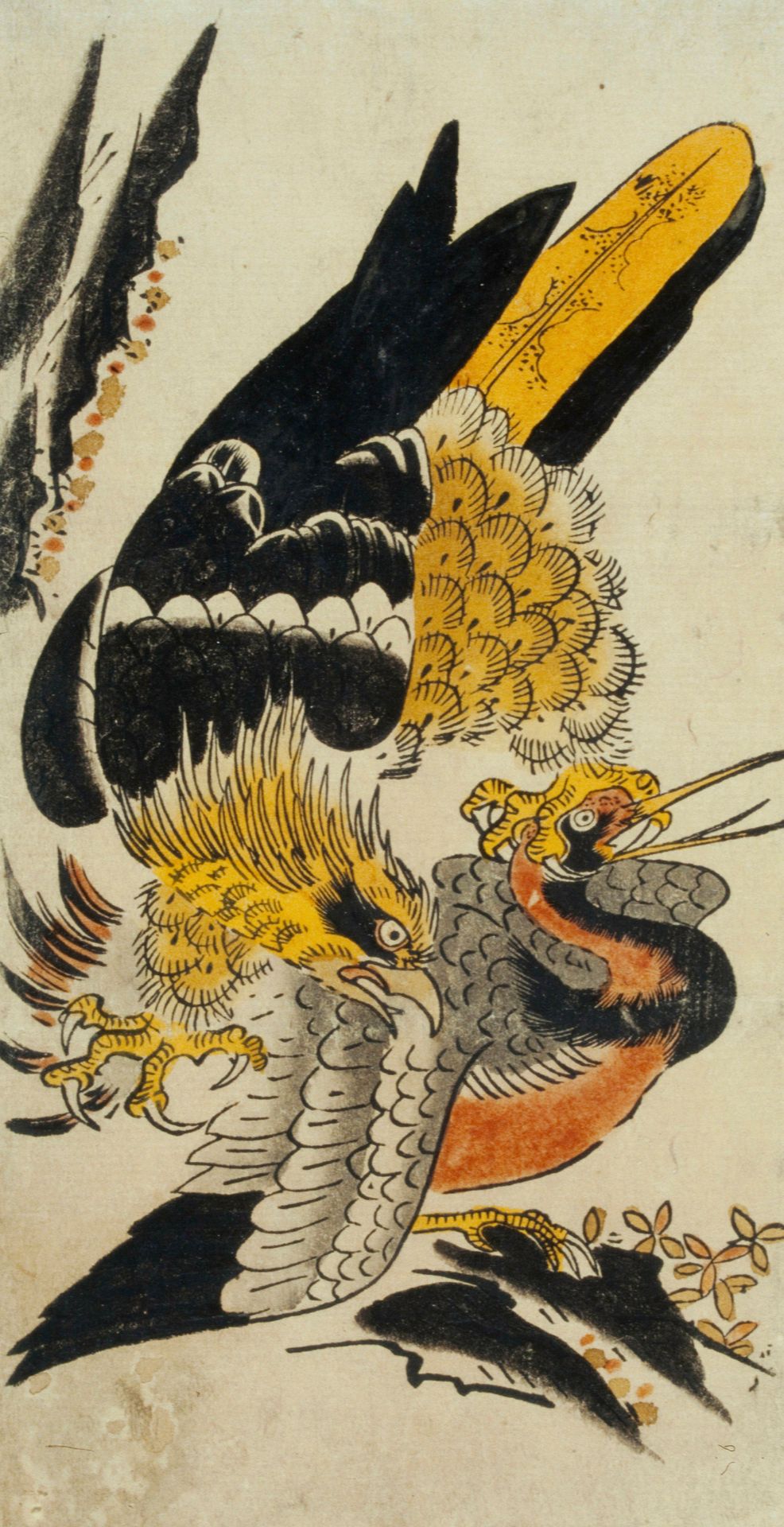 Raptor Capturing a Crane in Flight by Attributed to Torii Kiyomasu