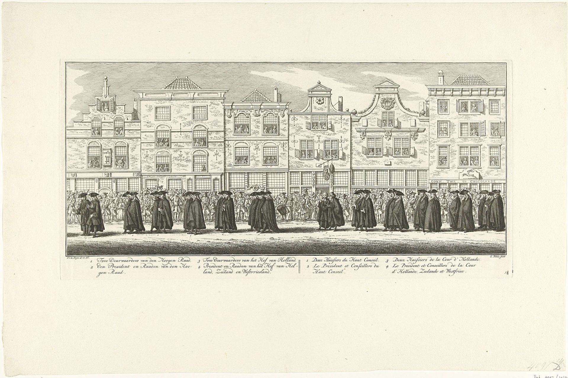Juridische staf in de lijkstoet van Anna van Hannover te Delft, 1759 by Simon Fokke