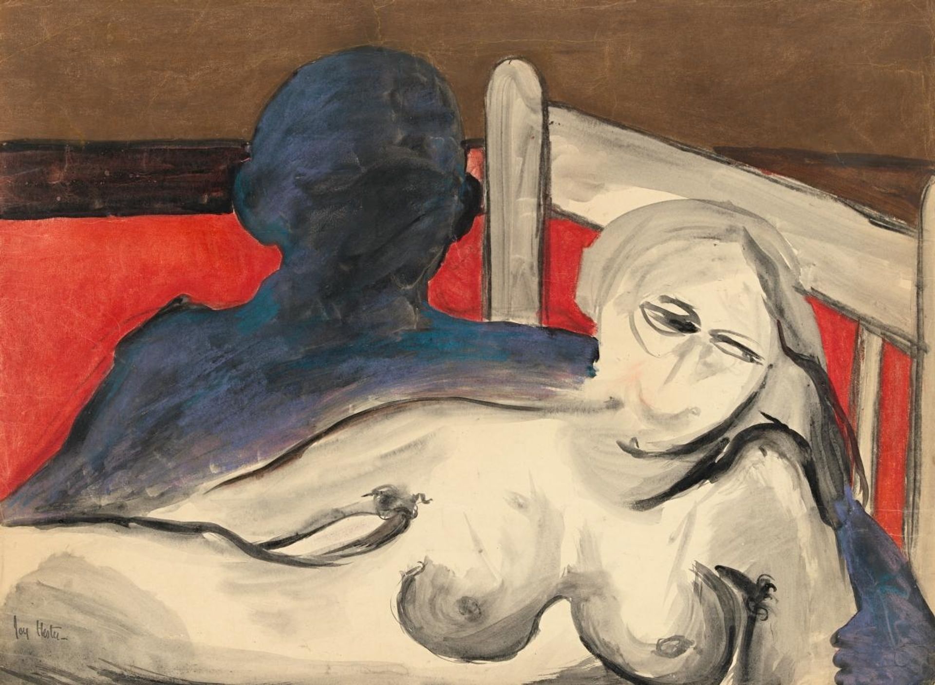 Hombre y mujer en la cama by Joy Hester