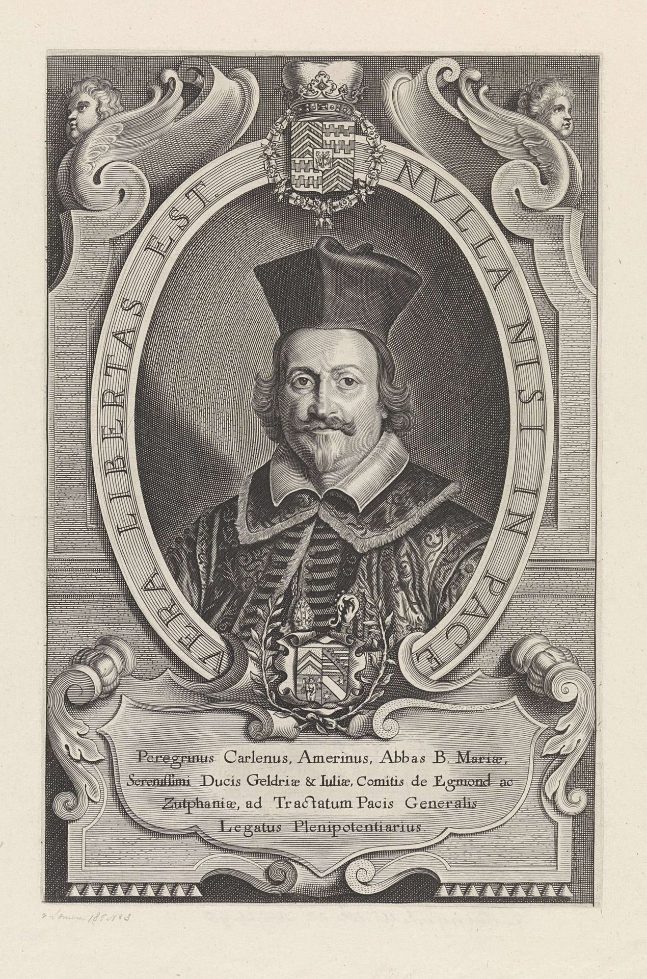 Portret van abt Peregrinus Carlenus by Paulus Pontius