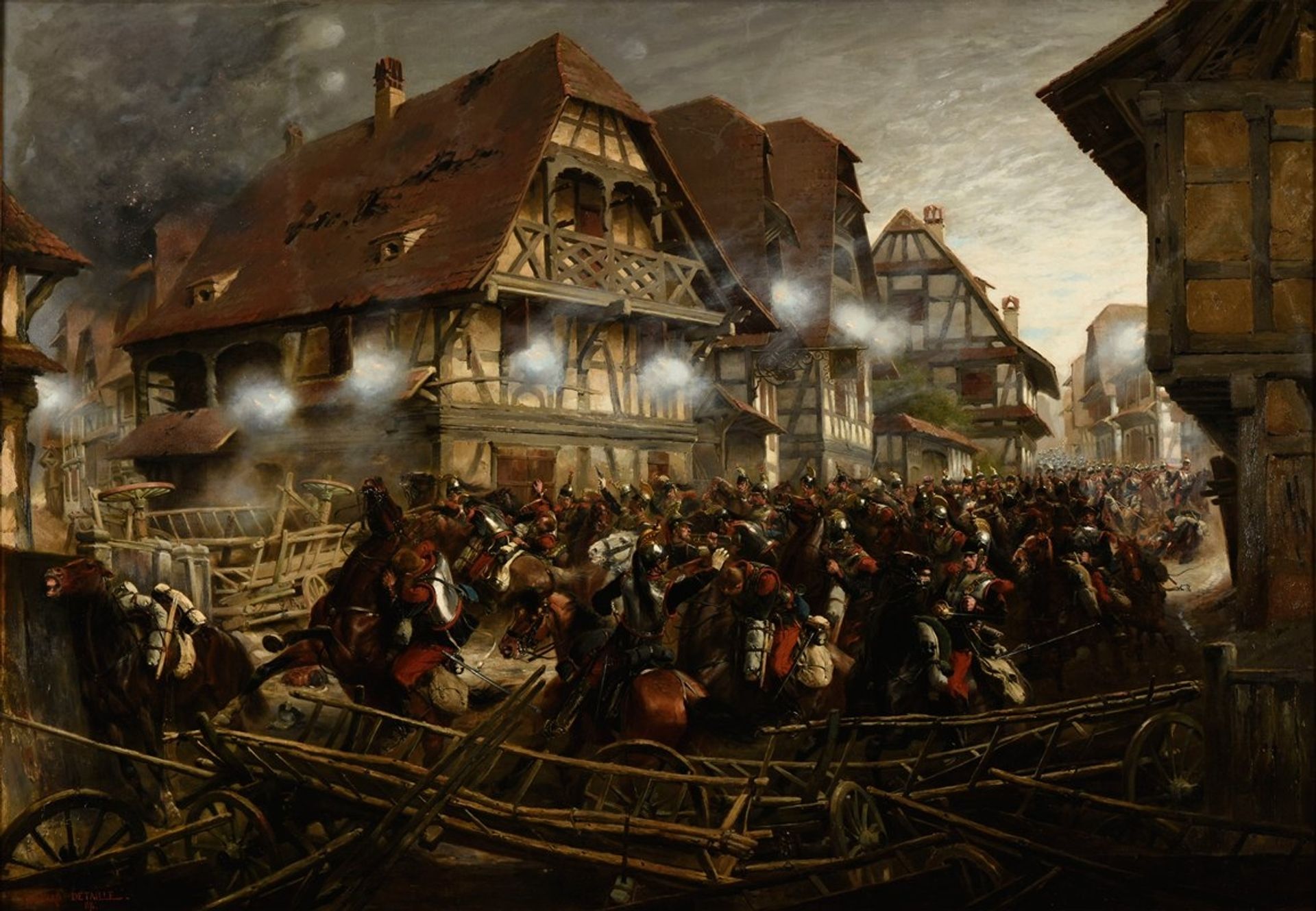 Charge du 9e régiment de cuirassiers dans le village de Morsbronn by Jean-Baptiste Édouard Detaille