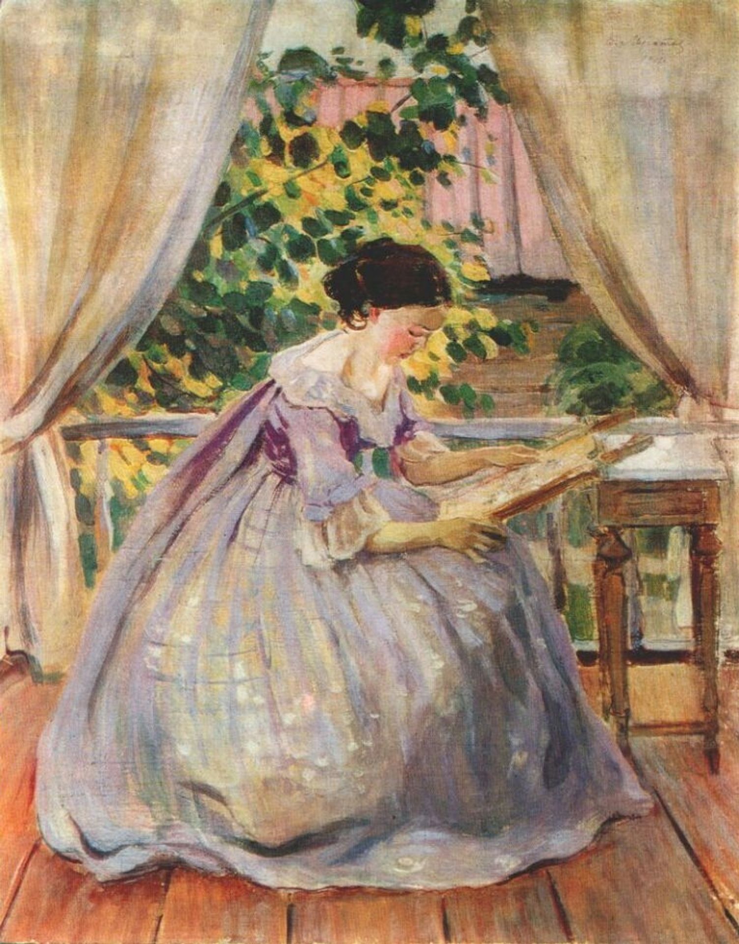 Lady Embroidering by Victor Borisov-Musatov