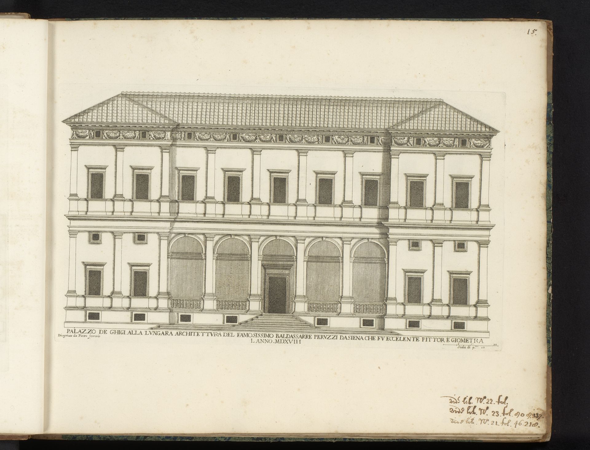 Façade van Villa Farnesina by Giovanni Battista Falda
