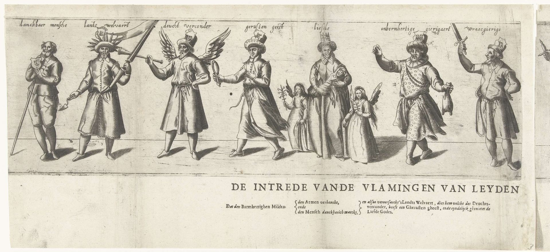 Optocht door de Vlaamse rederijkerskamer De Orange Lelie / De Witte Lelie uit Leiden (derde deel), 1607 by Anonymous