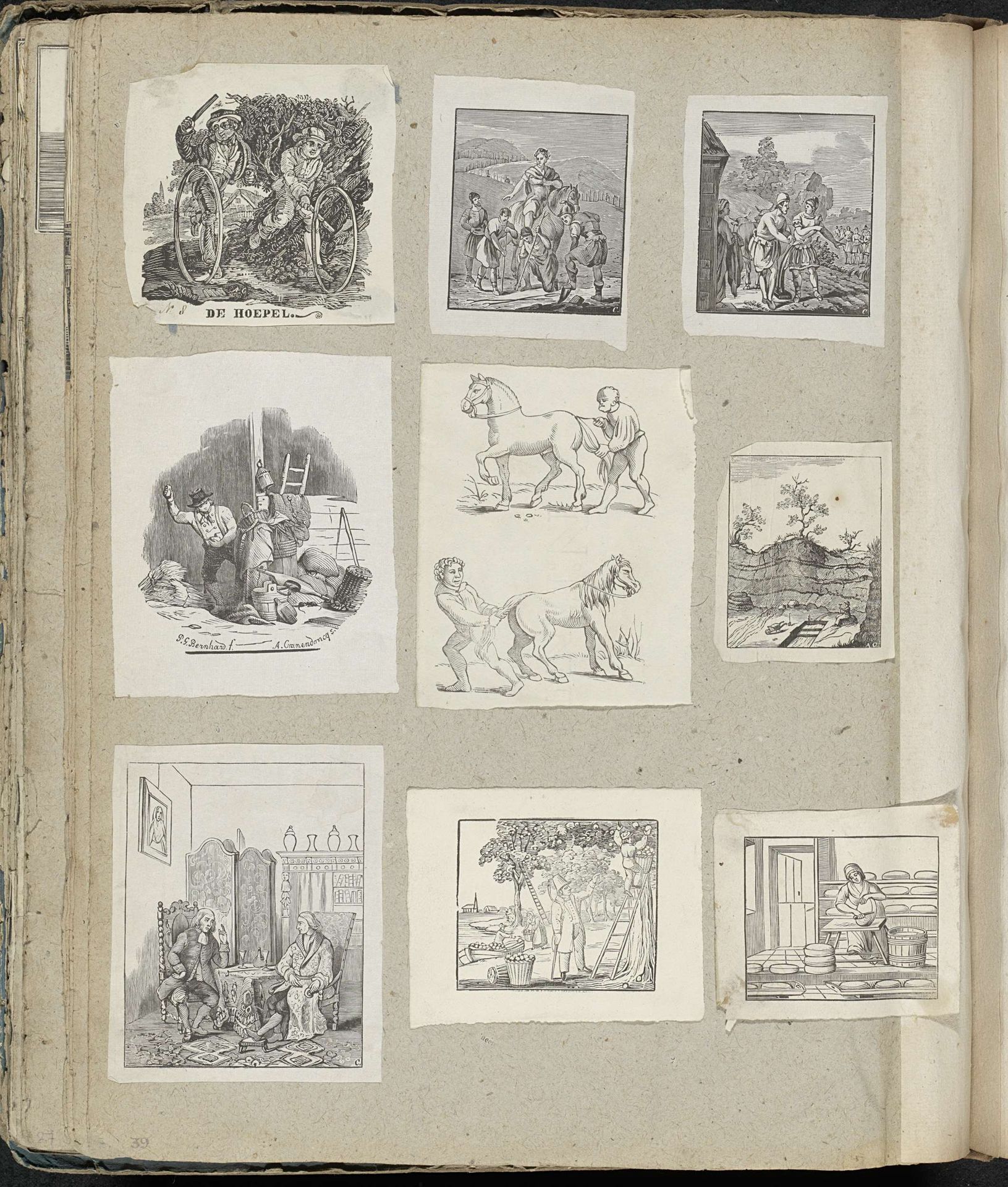 Albumblad met diverse voorstellingen by Alexander Cranendoncq