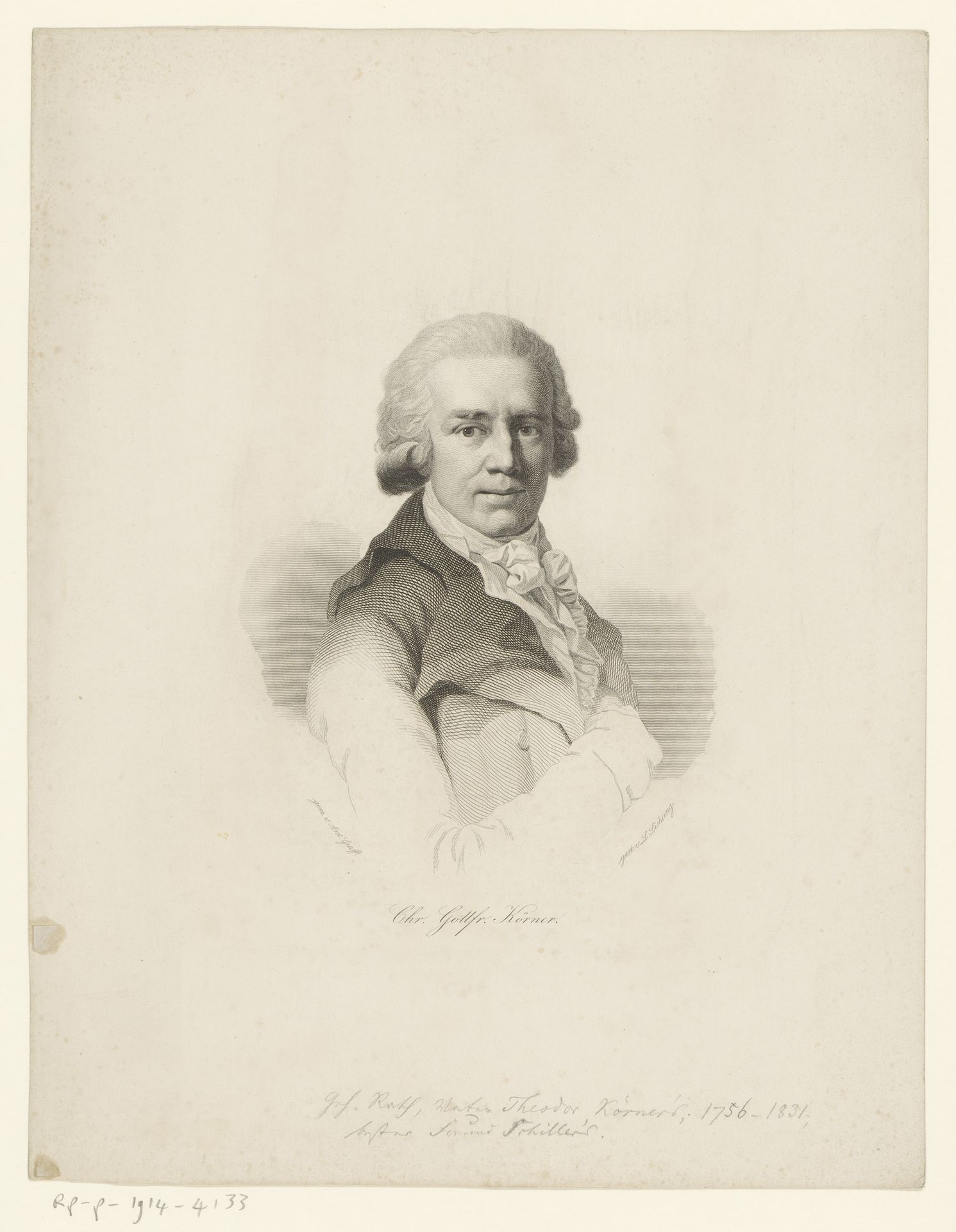 Portret van Christian Gottfried Körner by Lazarus Gottlieb Sichling