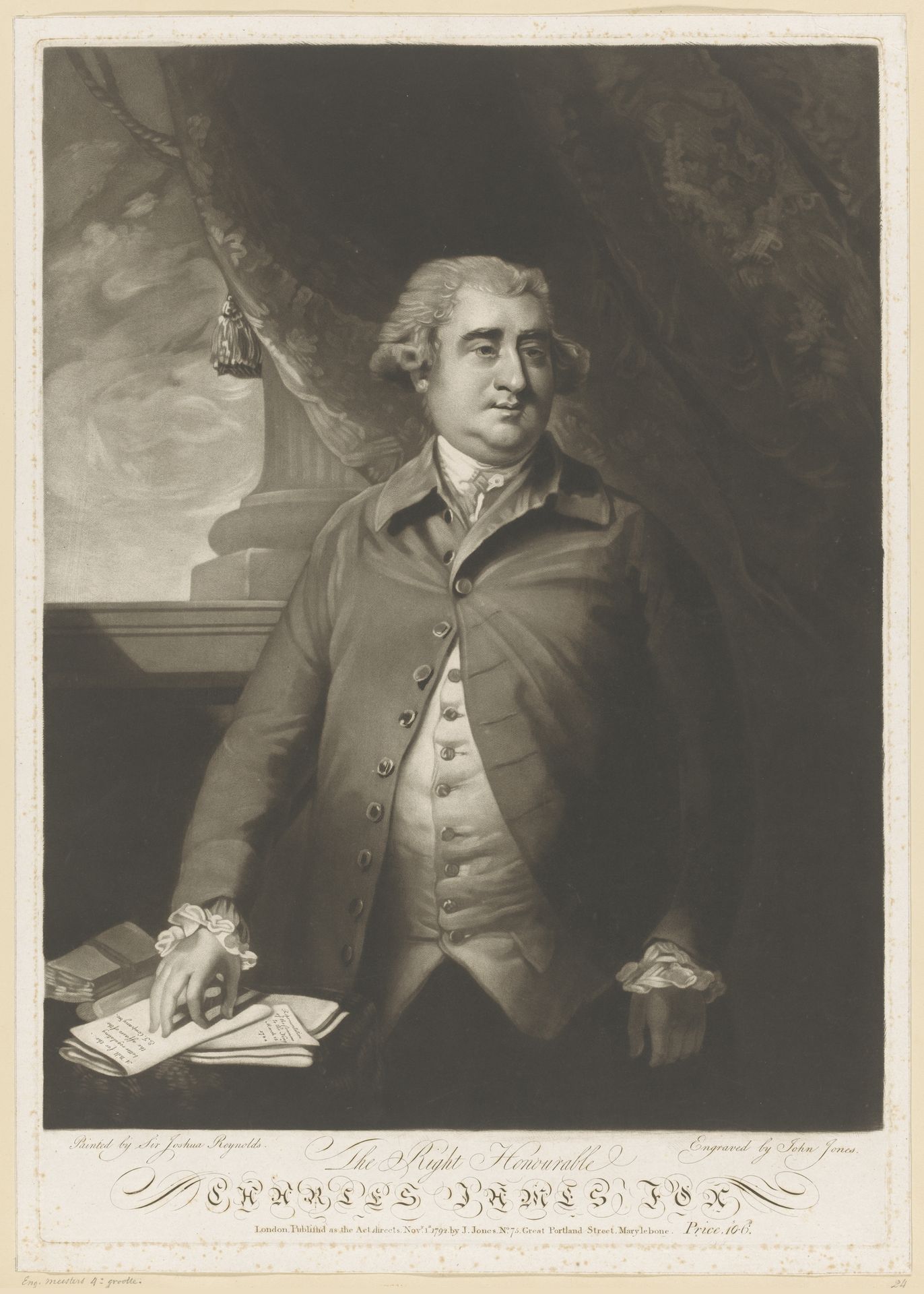 Portret van Charles James Fox by John Jones