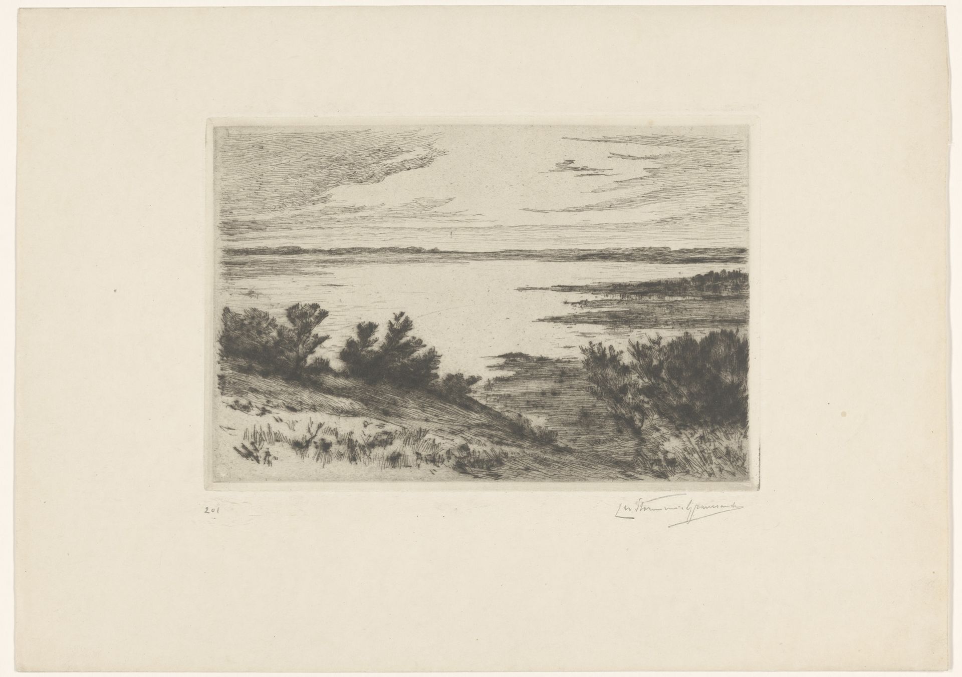 Gezicht op een meer bij Bergen op Zoom by Carel Nicolaas Storm van 's-Gravesande