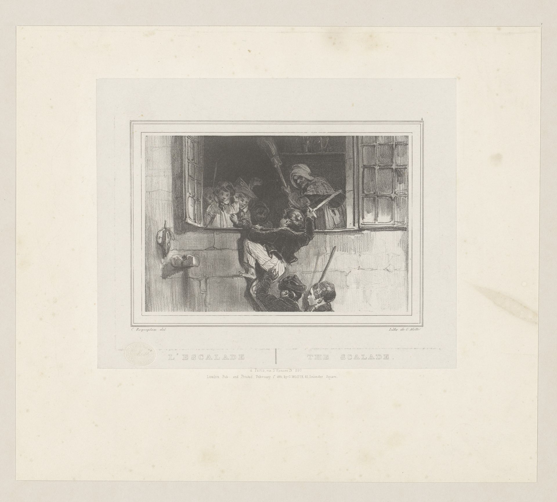 Kindergevecht bij raam by Camille-Joseph-Etienne Roqueplan
