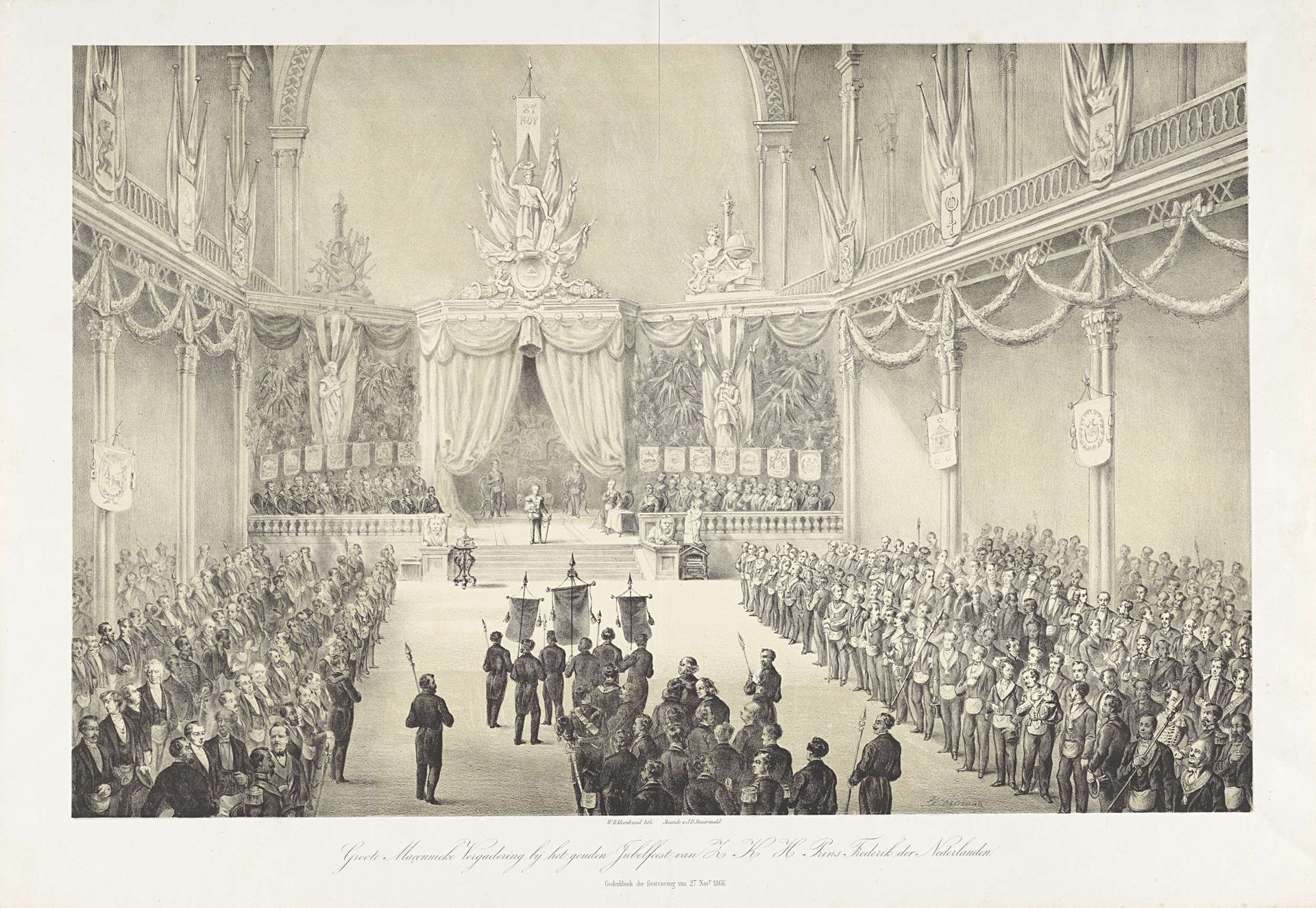 Groote Maçonnieke Vergadering bij het gouden Jubelfeest van Z.K.H. Prins Frederik der Nederlanden. Gedenkboek der feestviering van 27 Nov.r 1866 by Willem Bernardus IJzerdraat