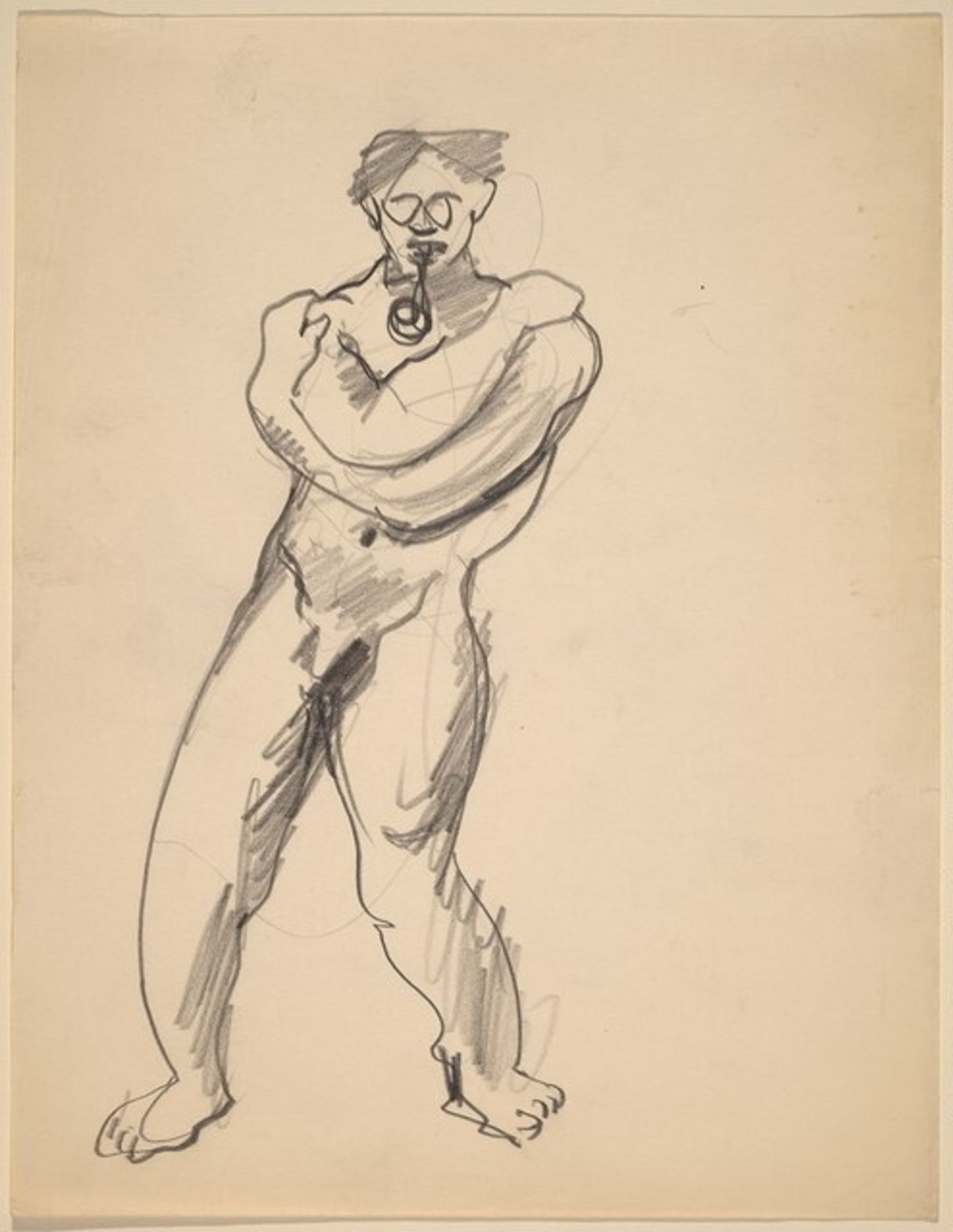 Nude Man, Standing with Arms Crossed and Raised to Shoulders by Mark Rothko
