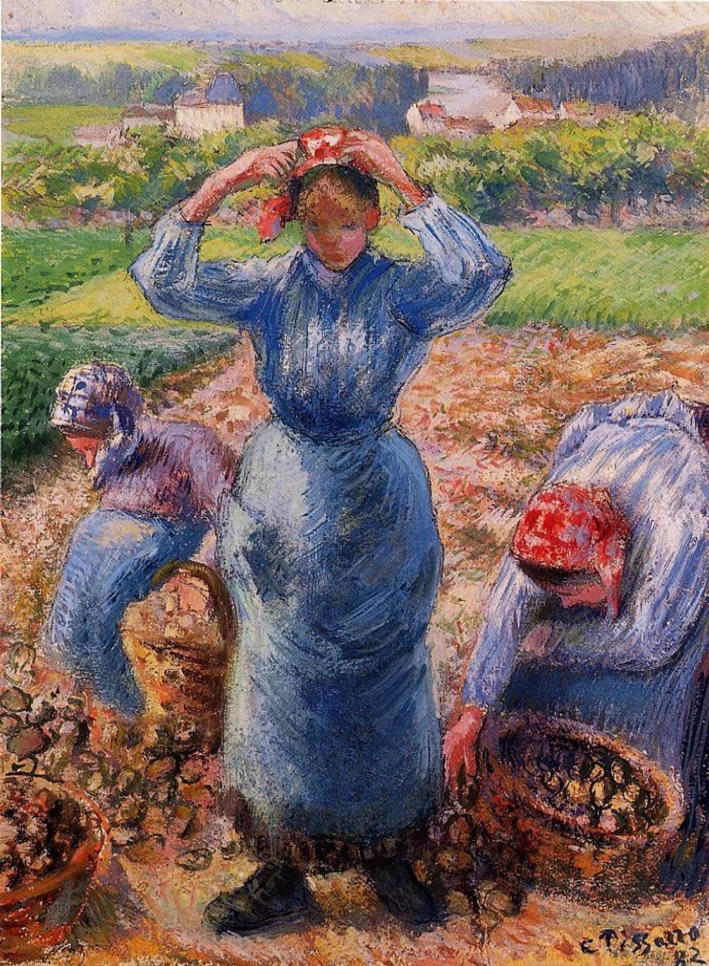 Peasants Harvesting Potatoes by Camille Pissarro