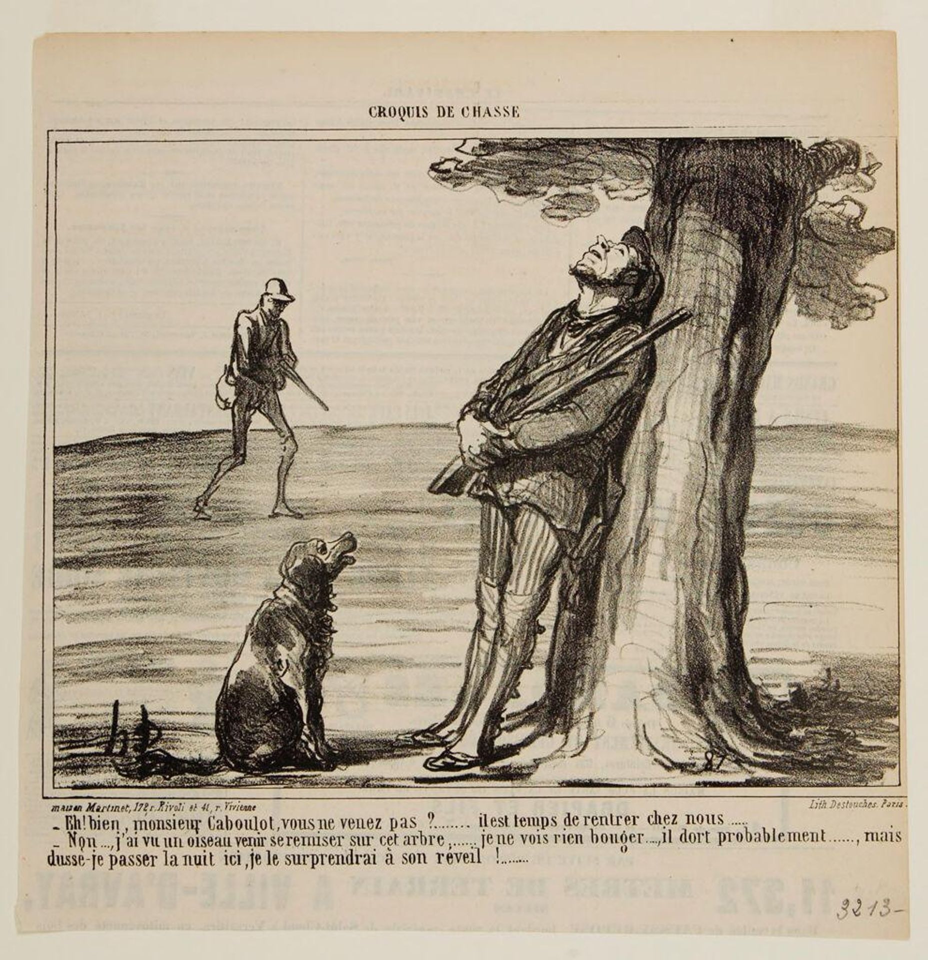 "Well, then, Mr. Caboulot, you're not coming?...It's time to go home..." by Honoré Daumier