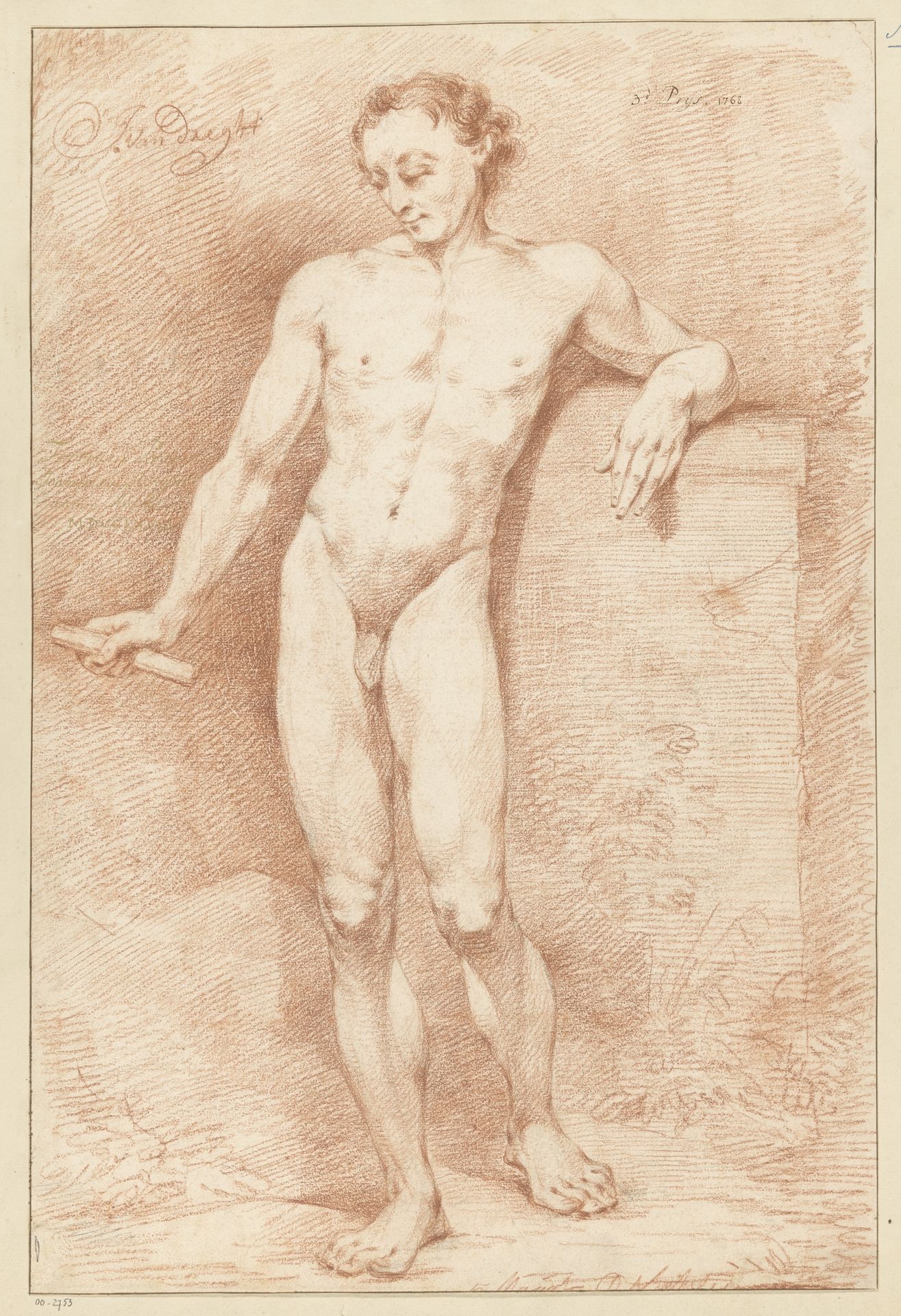 Staand mannelijk naakt, van voren gezien (3e prijs 1768) by Johannes van Dregt