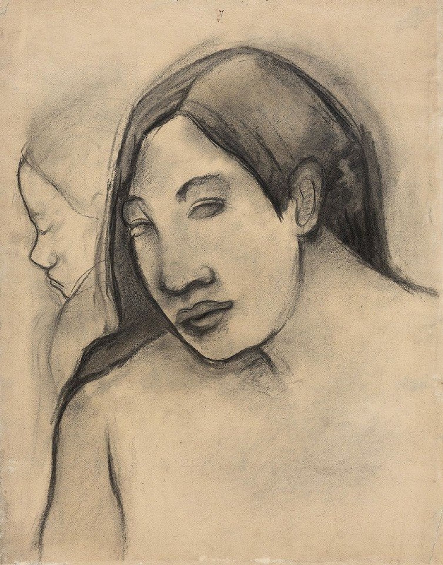 Heads of Tahitian Women, Frontal and Profile Views by Paul Gauguin