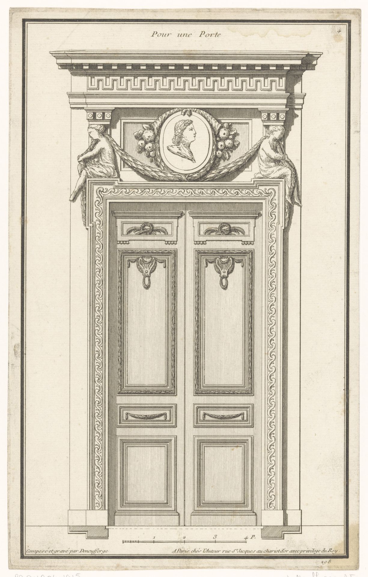 Deuren met medaillons en hoornen des overvloeds by Jean François de Neufforge