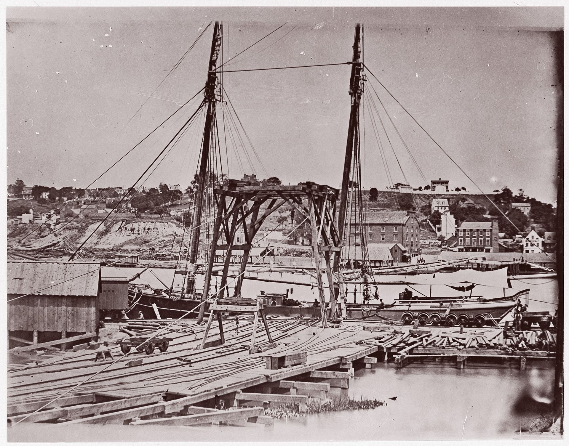 [Wharf, South Side of James River, Opposite Richmond, Virginia] by John Reekie