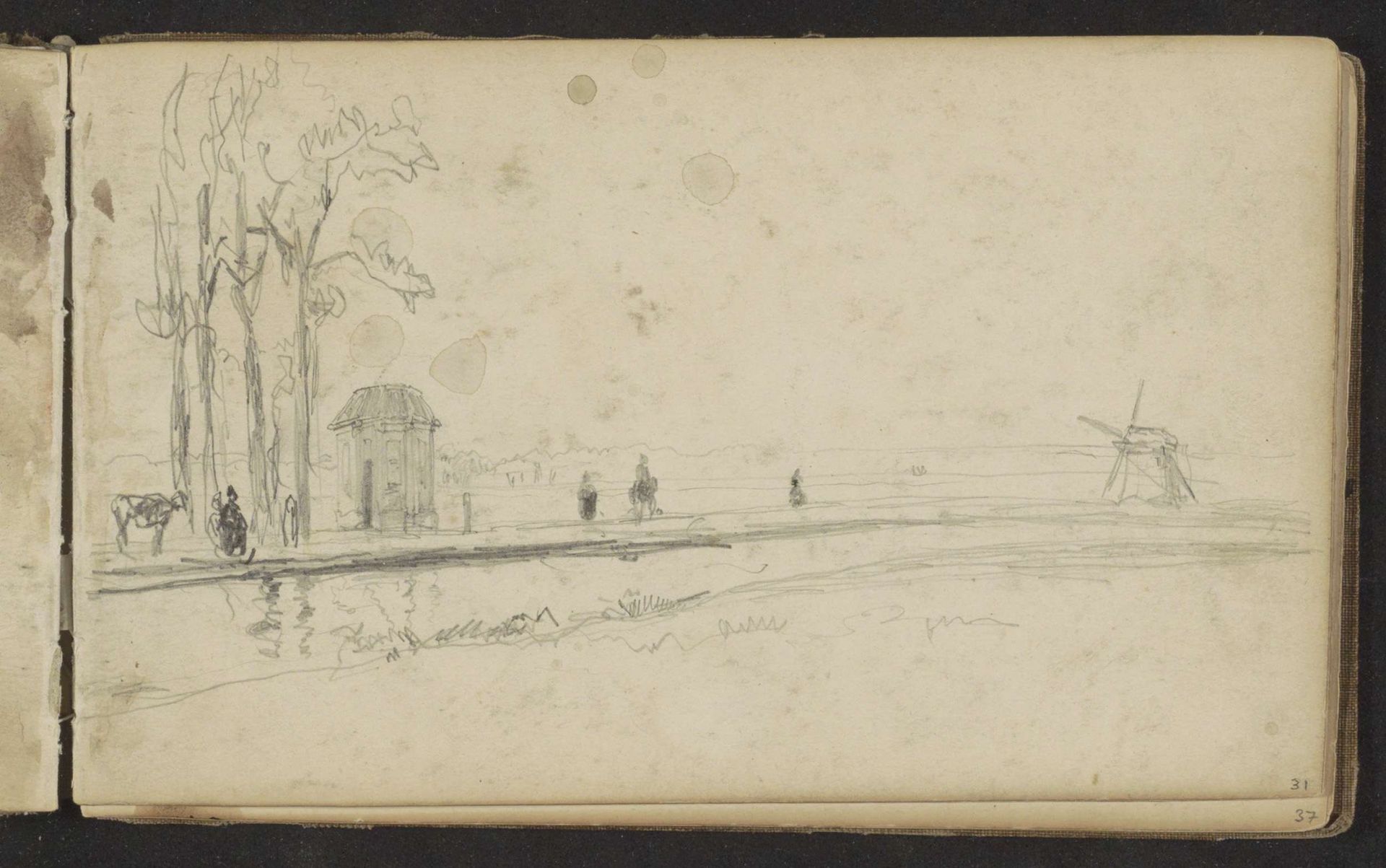 Theekoepel van Cromvliet aan de Vliet bij Rijswijk by Johan Hendrik Weissenbruch