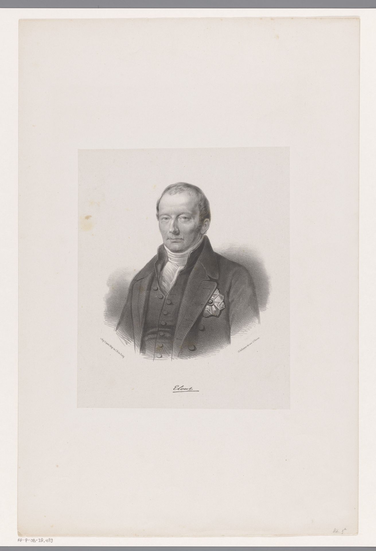 Portret van Cornelis Theodorus Elout by Johan Hendrik Hoffmeister