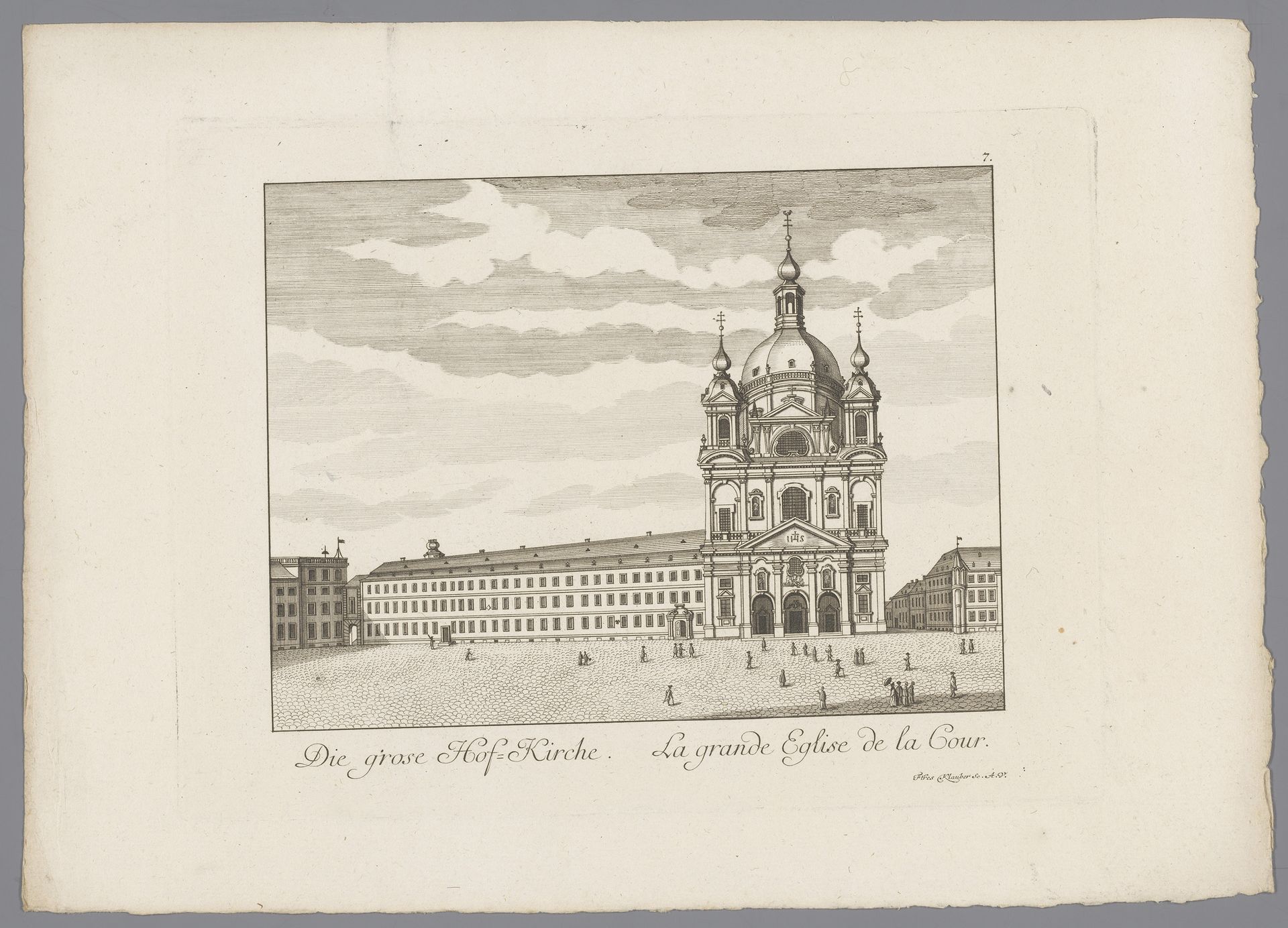 Gezicht op de Jesuïtenkerk, te Mannheim by gebroeders Klauber