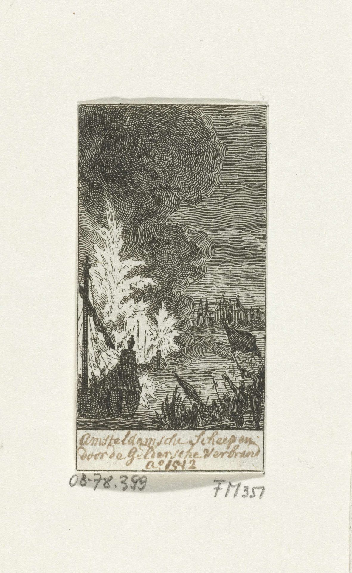 Amsterdamse schepen door de Geldersen verbrand, 1512 by Simon Fokke