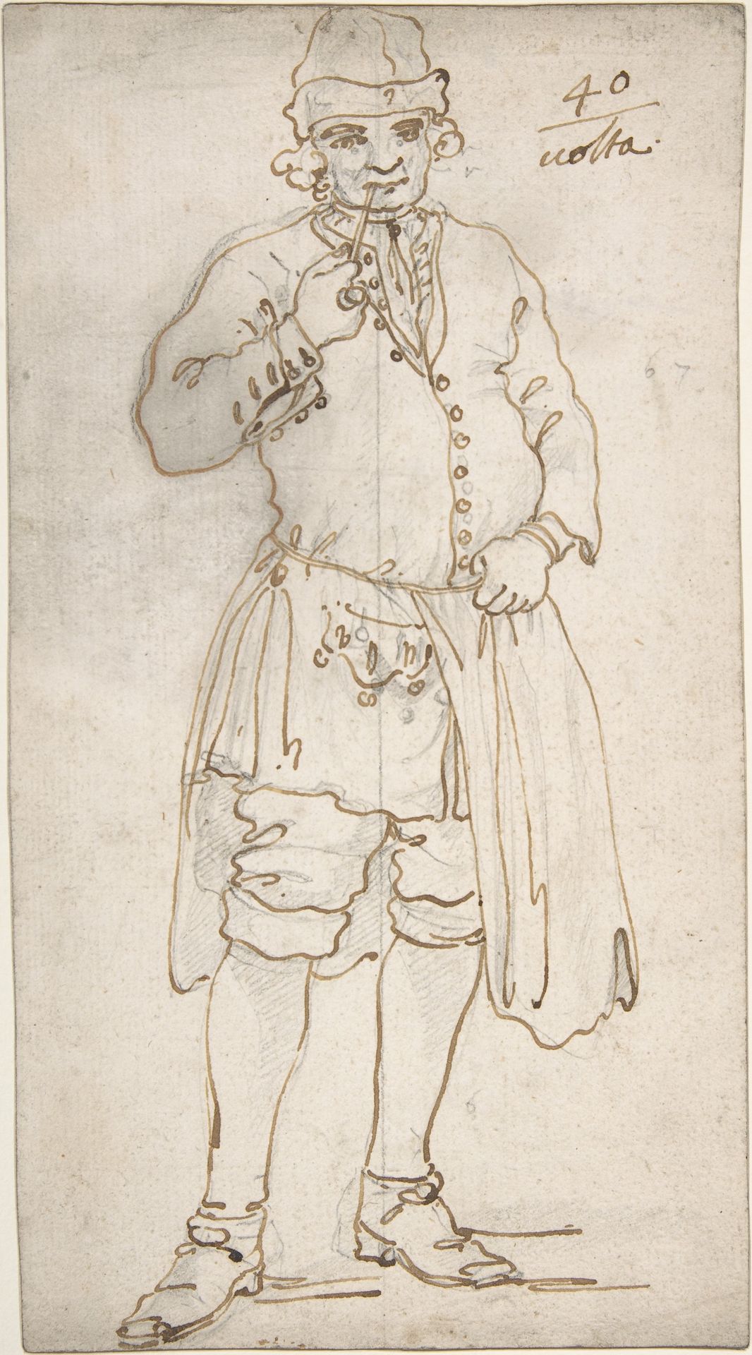 Man Smoking a Pipe (recto); Standing Man and Two Studies of His Head (verso) by Canaletto