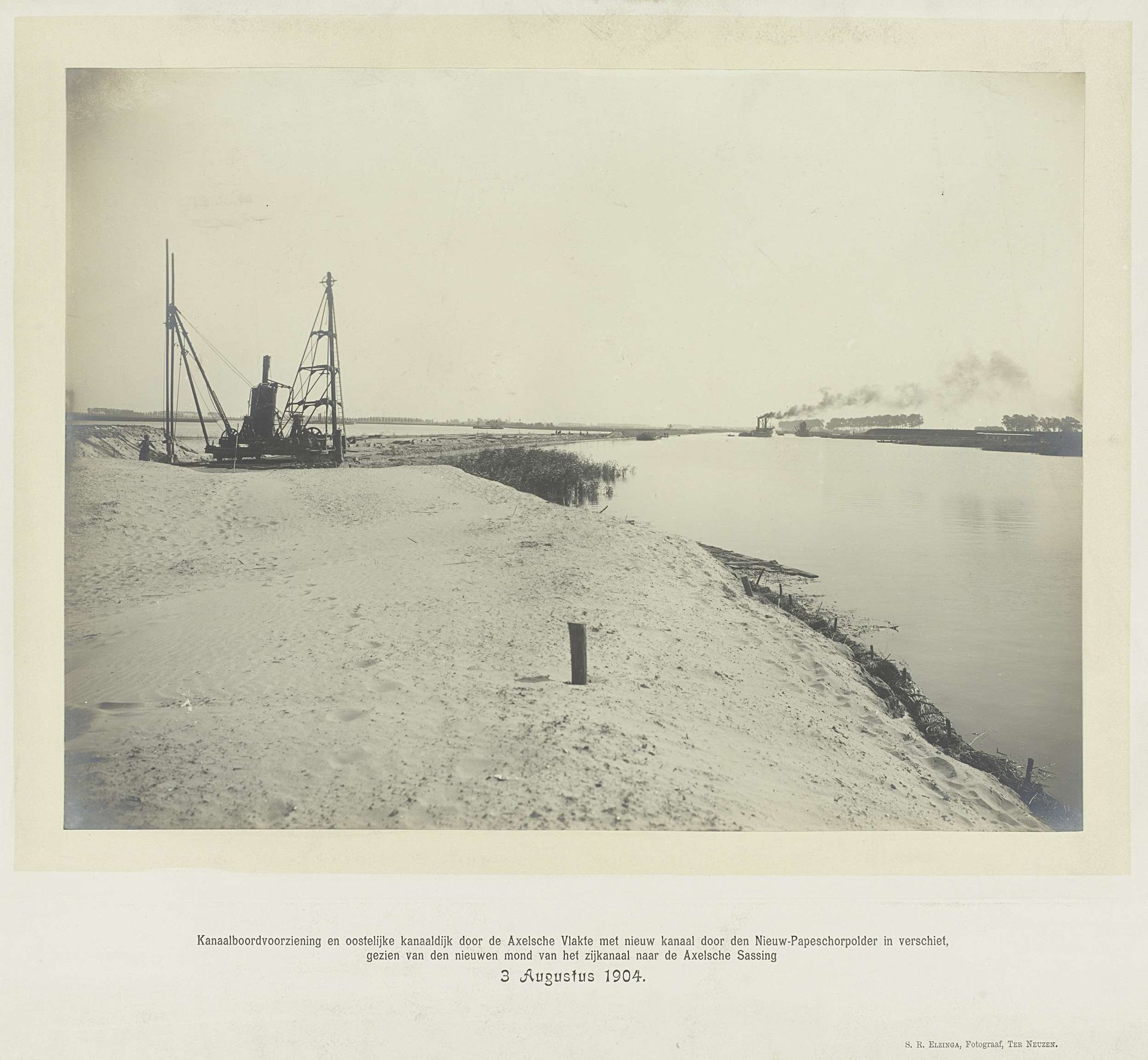 Kanaalboordvoorziening en oostelijke kanaaldijk door de Axelsche Vlakte met nieuw kanaal door den Nieuw-Papeschorpolder.... by Sytze Reinder Elzinga