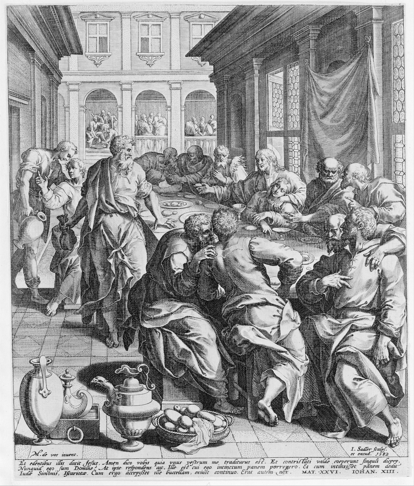 Last Supper from the Passion of Christ by Johann Sadeler I