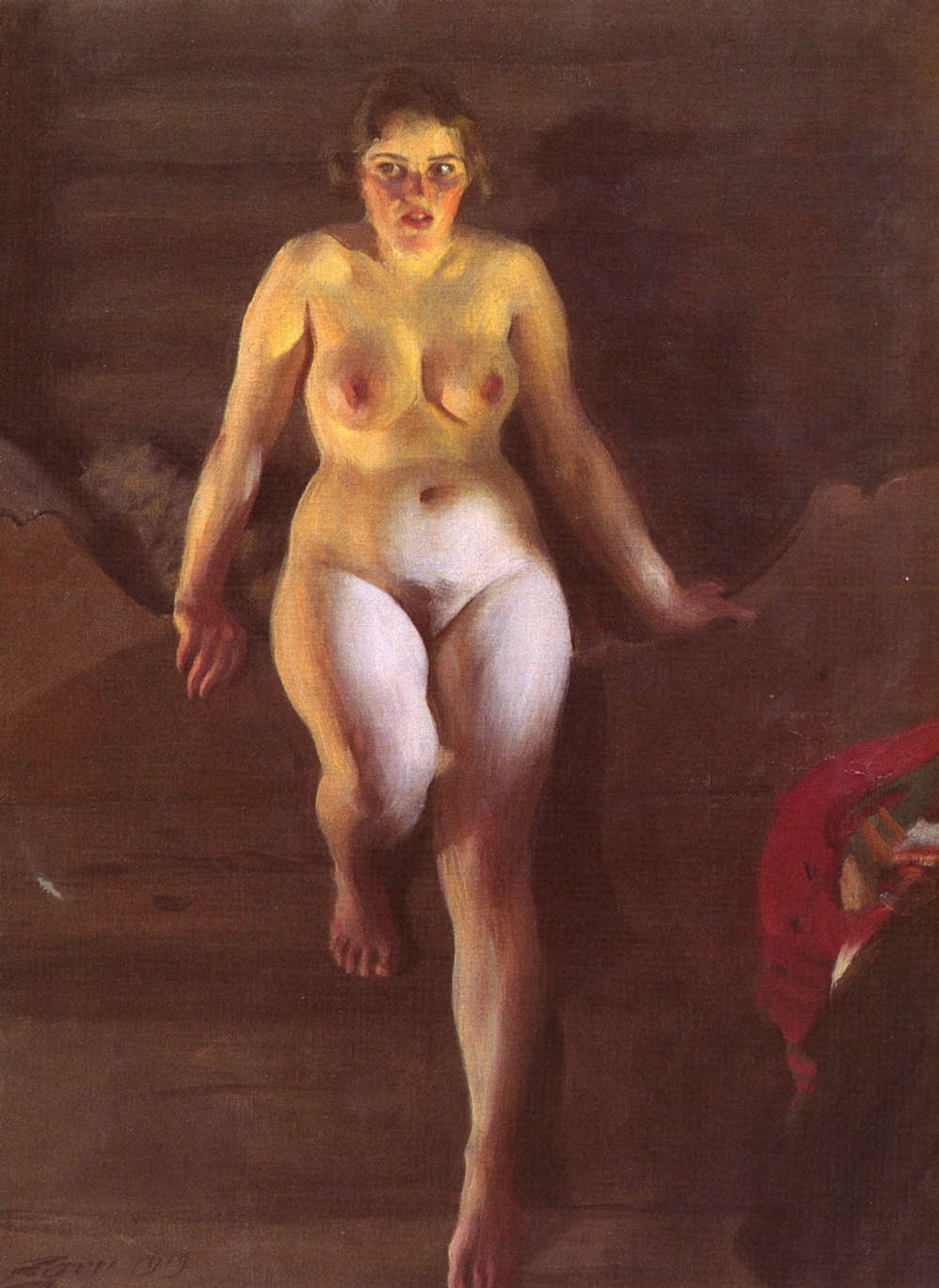Bed on the loft by Anders Zorn