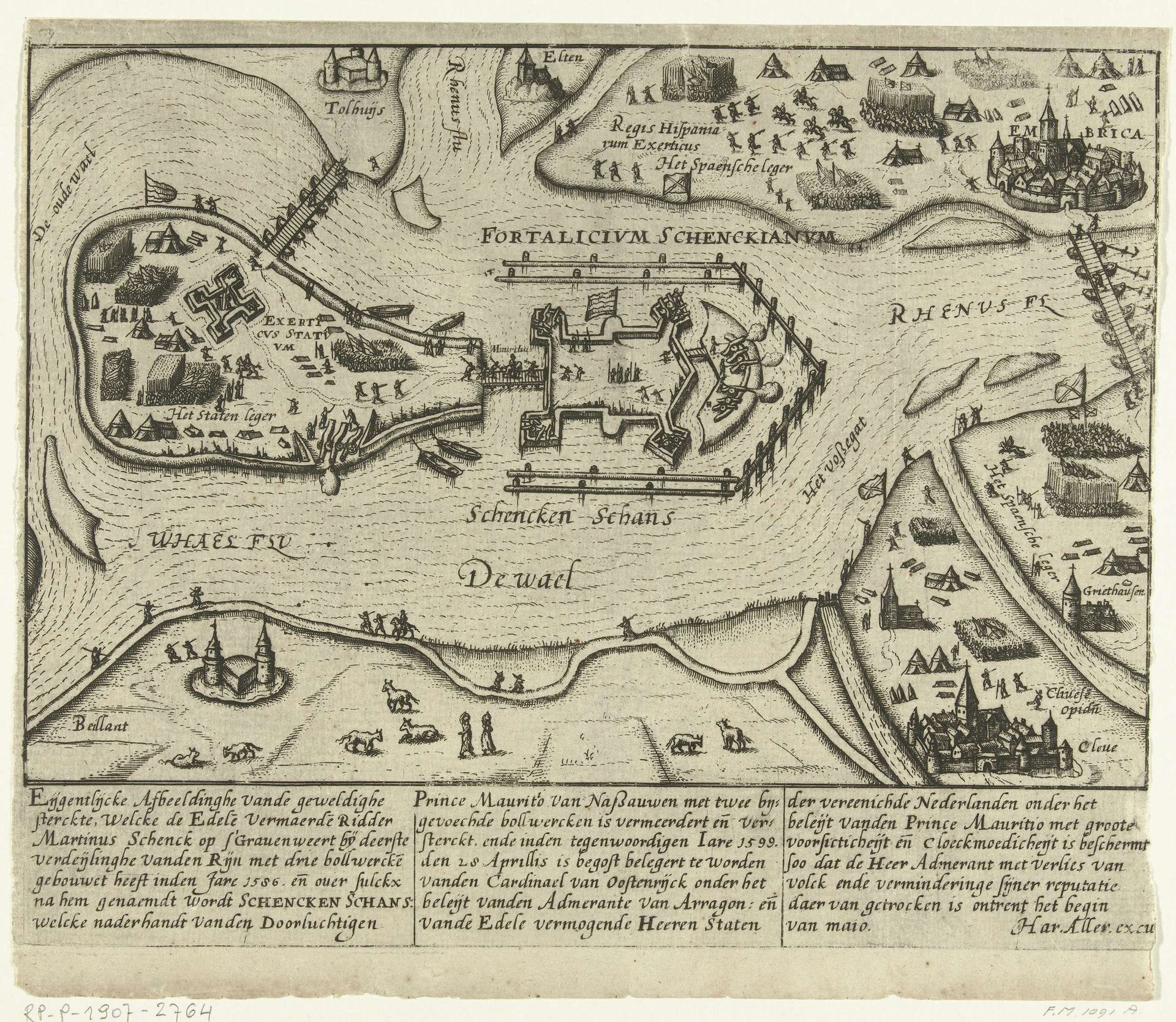Beleg van Schenkenschans door de Spanjaarden, 1597 by Anonymous