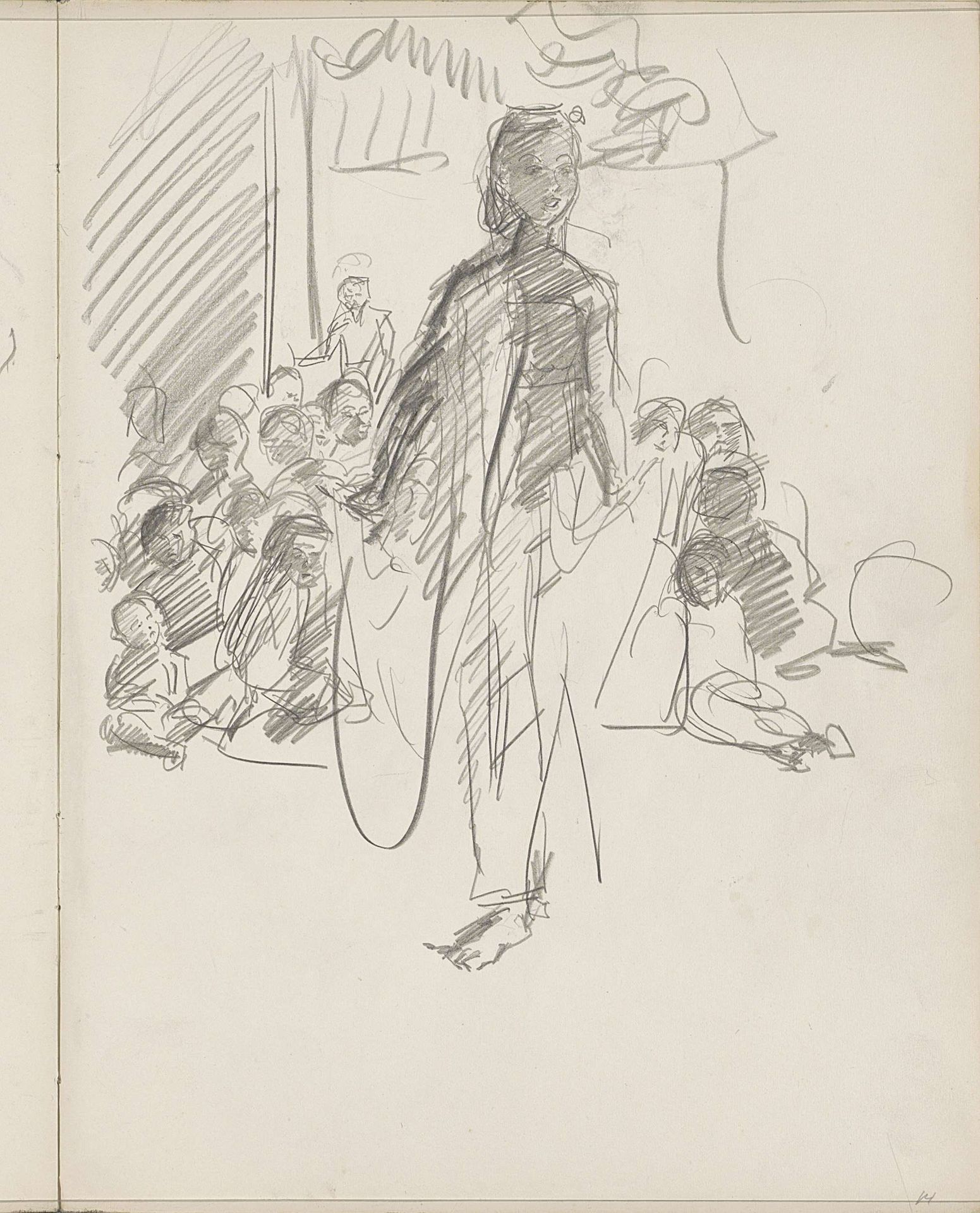 Danseres voor een groep toeschouwers by Isaac Israels