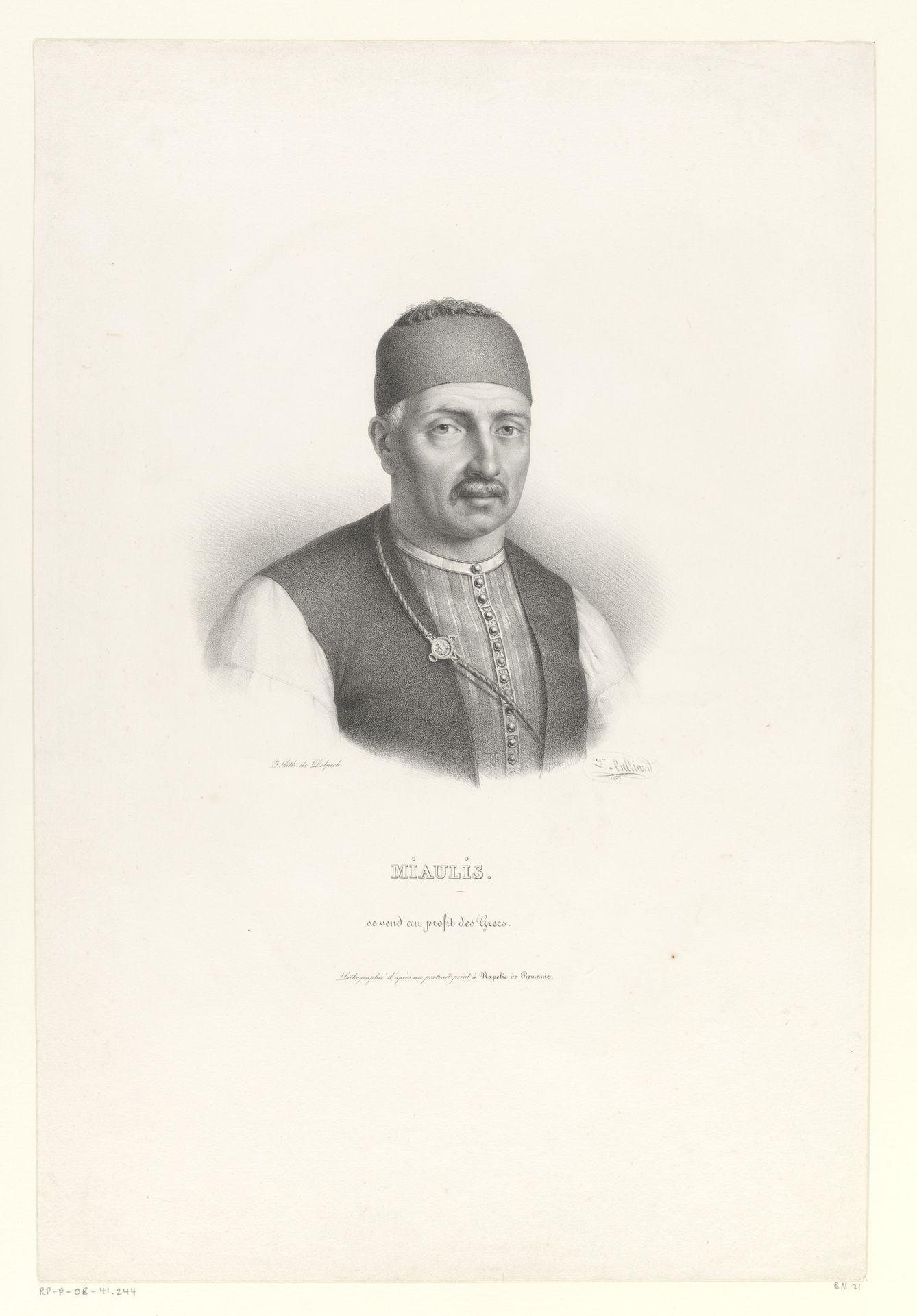 Portret van de admiraal en politicus Andreas Miaoulis by Zéphirin Belliard