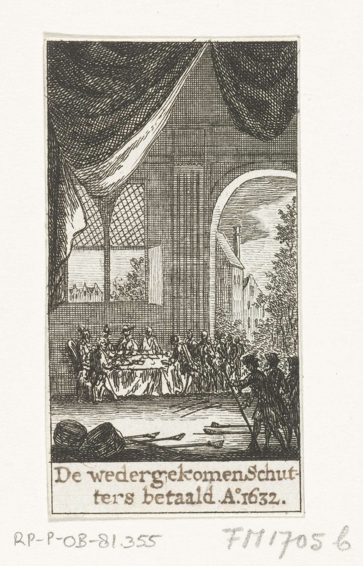 Betaling van de uit Nijmegen teruggekeerde Amsterdamse schutters, 1632 by Simon Fokke