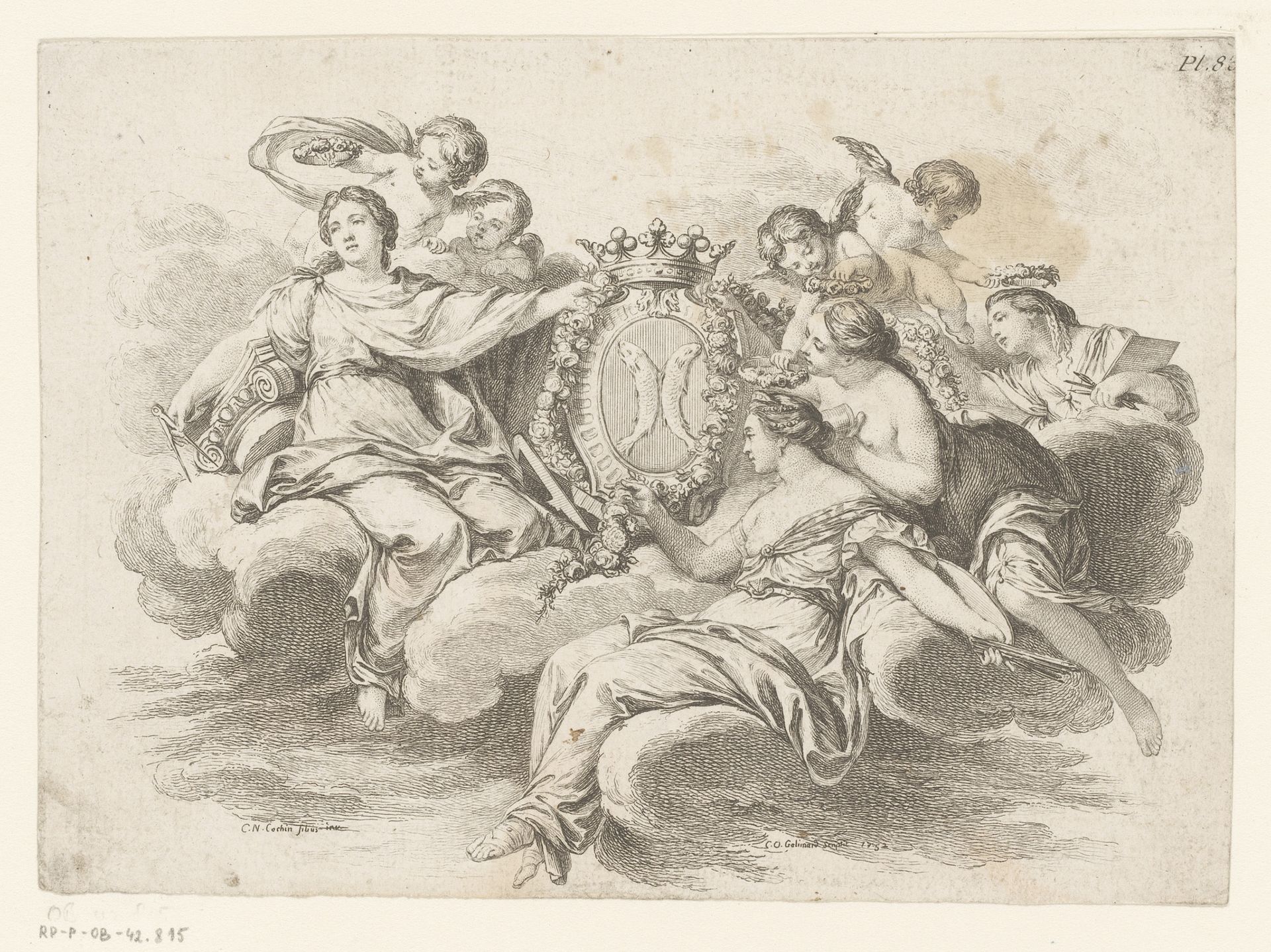 Allegorische voorstelling met figuren op een wolk by C.O. Gelirnard