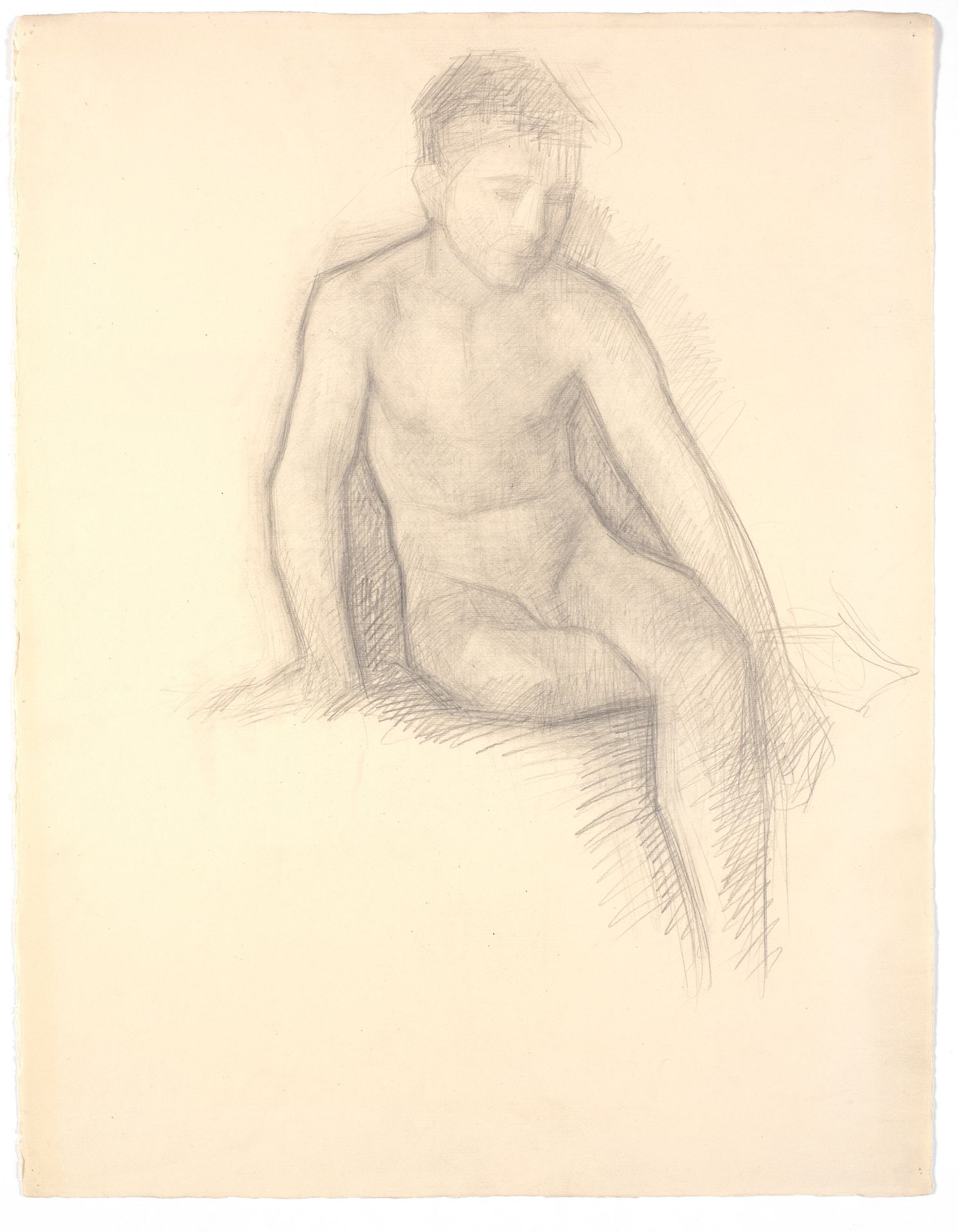 Siddende nøgen dreng by Svend Hammershøi